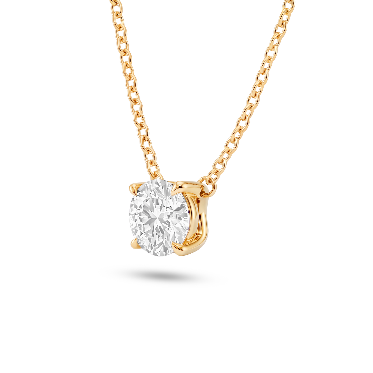 3 Carat Round Lab Grown Diamond Floating Pendant Necklace in 14K Yellow Gold, side view