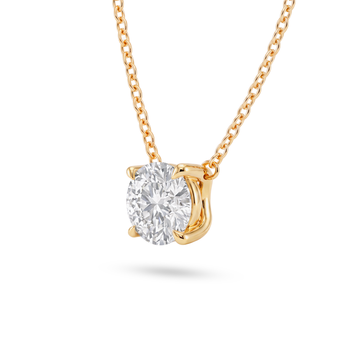 4 Carat Round Lab Grown Diamond Floating Pendant Necklace in 14K Yellow Gold, side view
