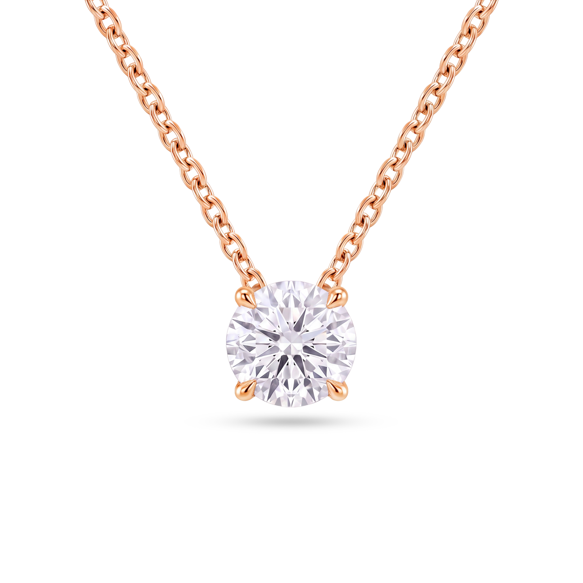 3 Carat Round Lab Grown Diamond Floating Pendant Necklace in 14K Rose Gold