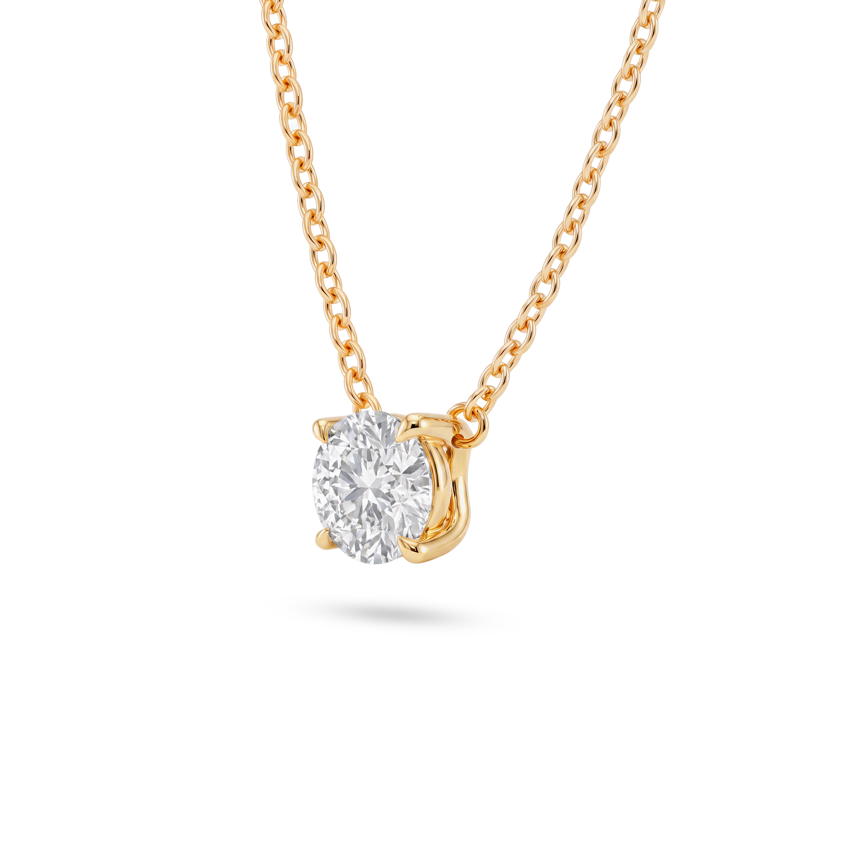 2 Carat Round Lab Grown Diamond Floating Pendant Necklace in 14K Yellow Gold, side view