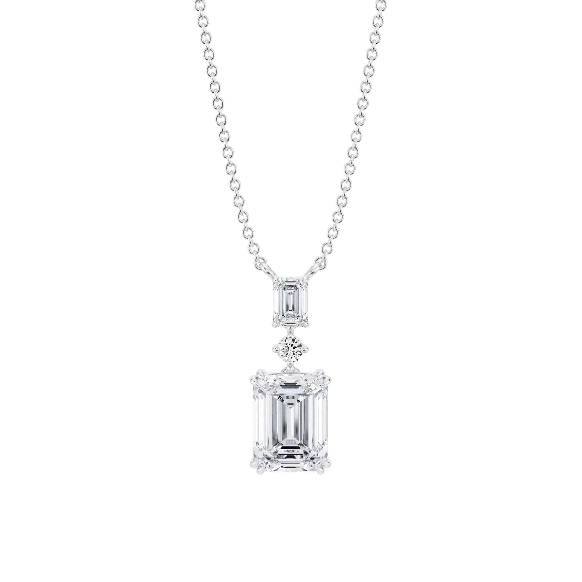 Emerald Alternating 3 Stone Diamond Necklace - 2 Carat - Michael Gabriels