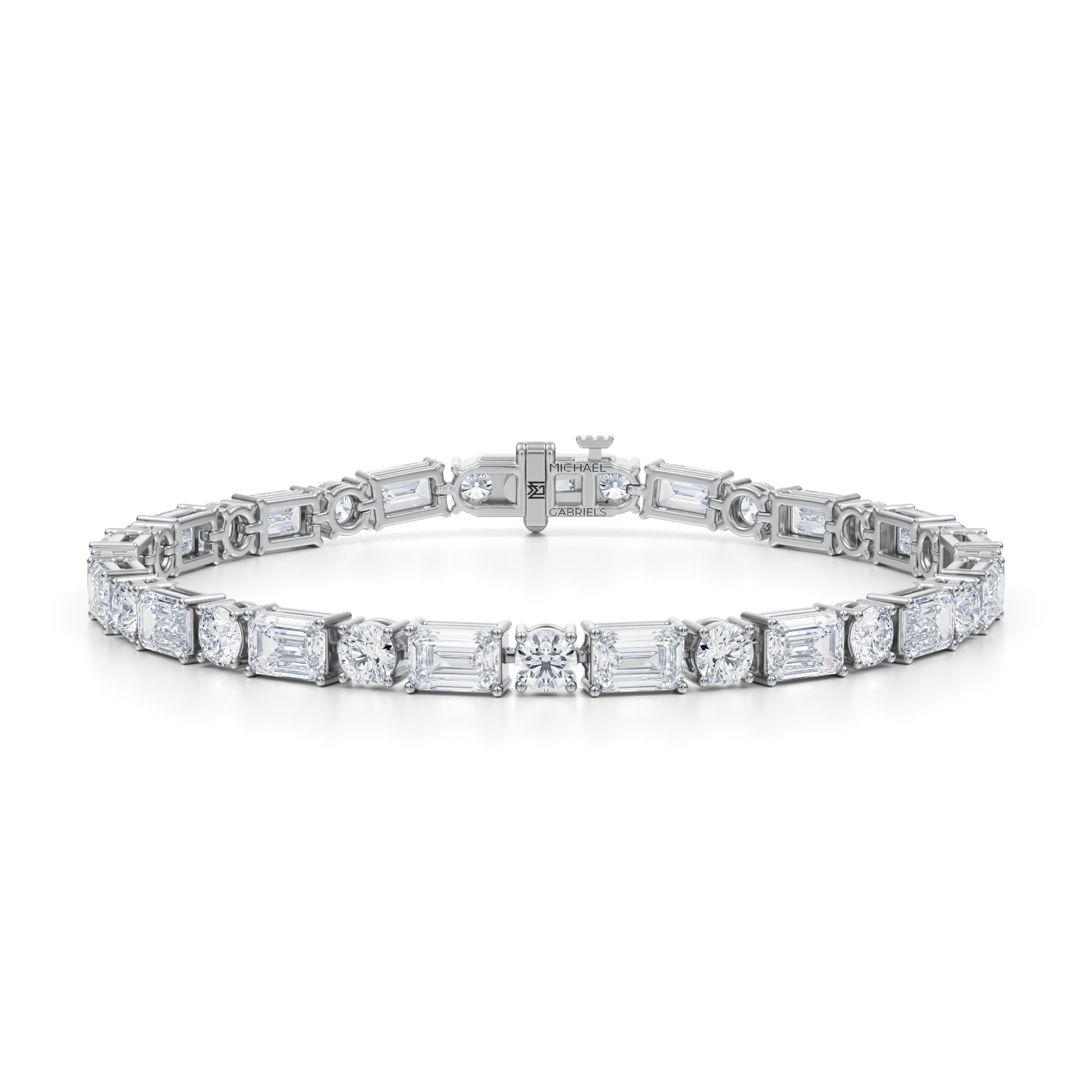 Emerald & Round Alternating Tennis Bracelet - Michael Gabriels