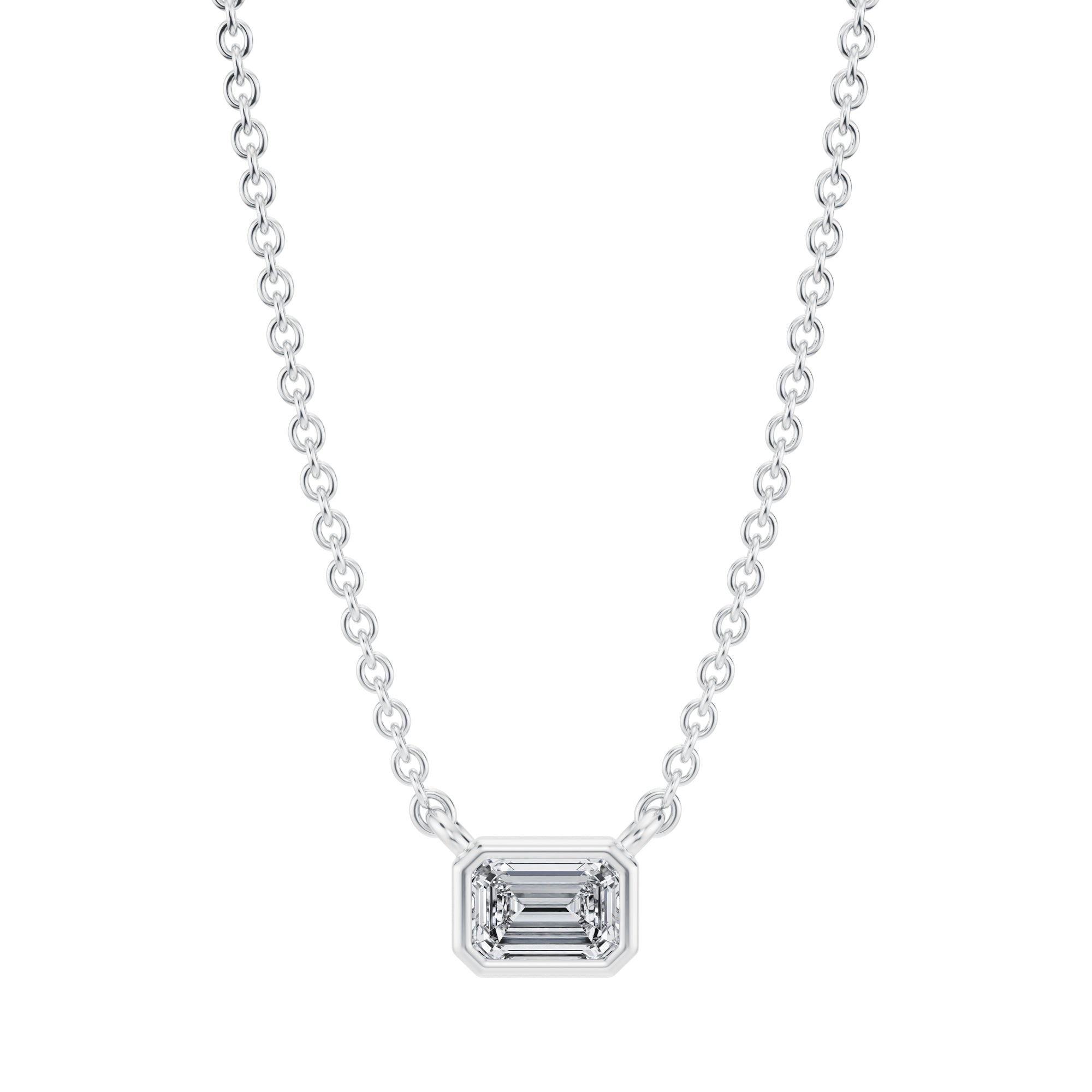 Emerald Bezel Solitaire Pendant Necklace - Michael Gabriels