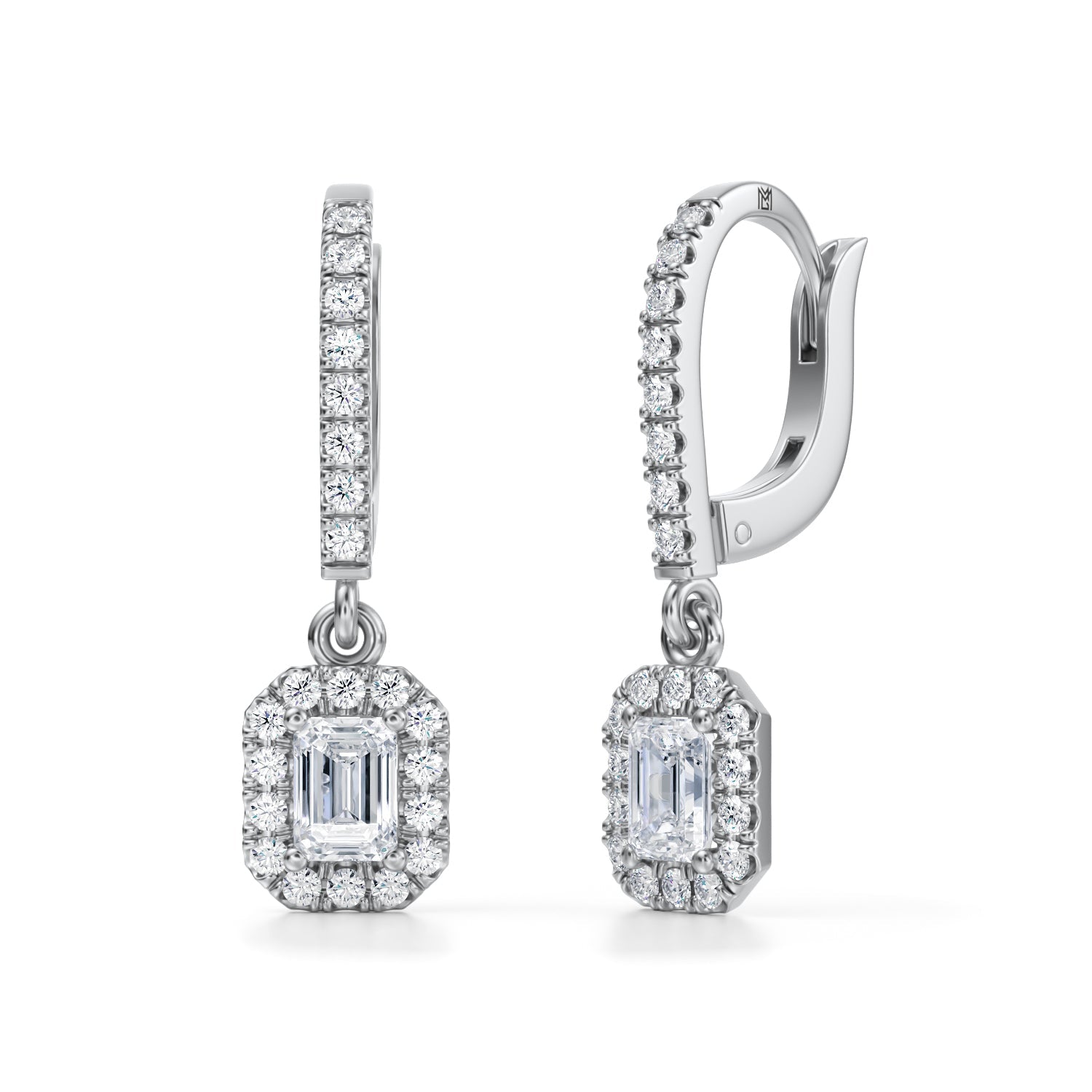 Emerald Halo Drop Earrings - Michael Gabriels