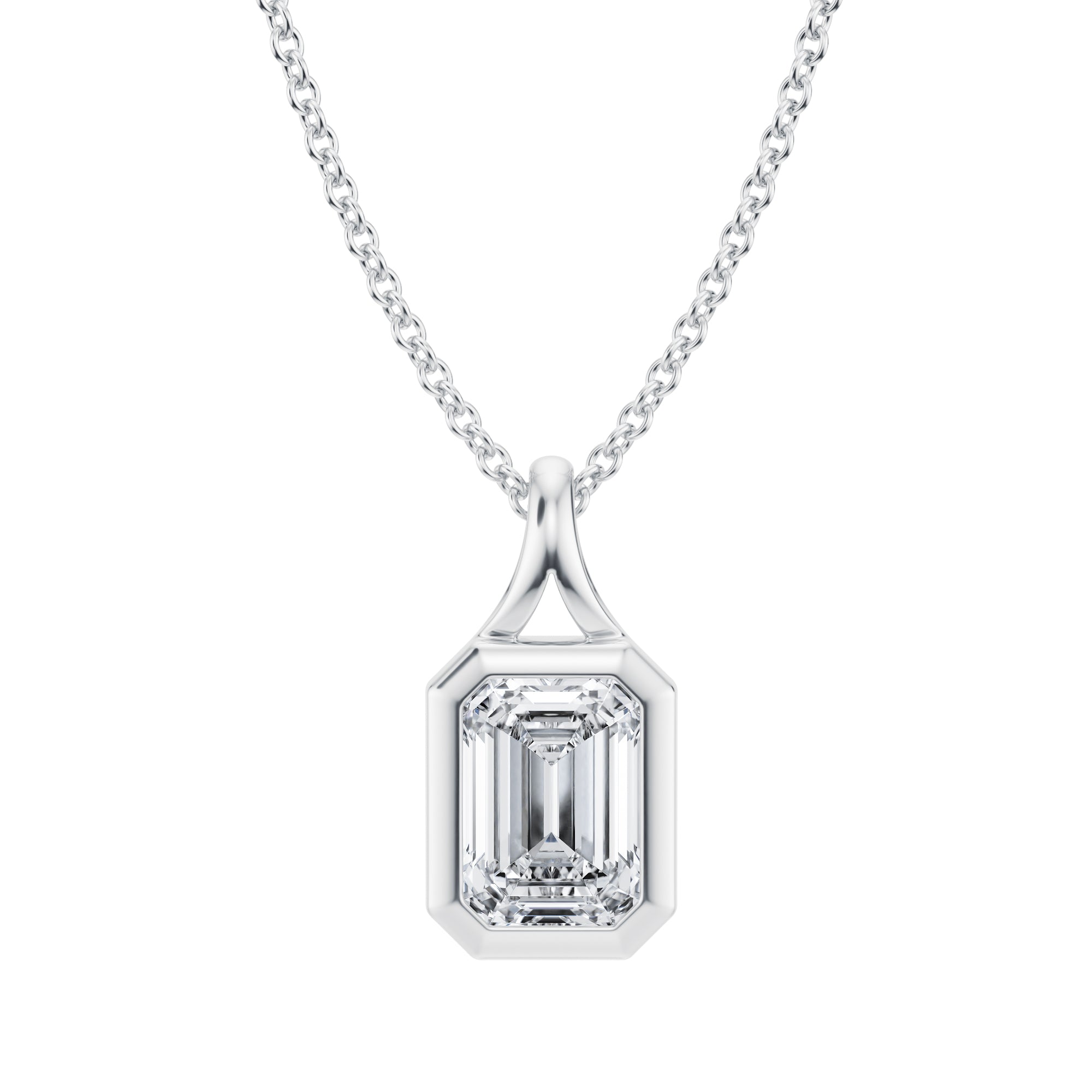 Emerald Lab Grown Diamond Bezel Necklace - 1 Carat - Michael Gabriels