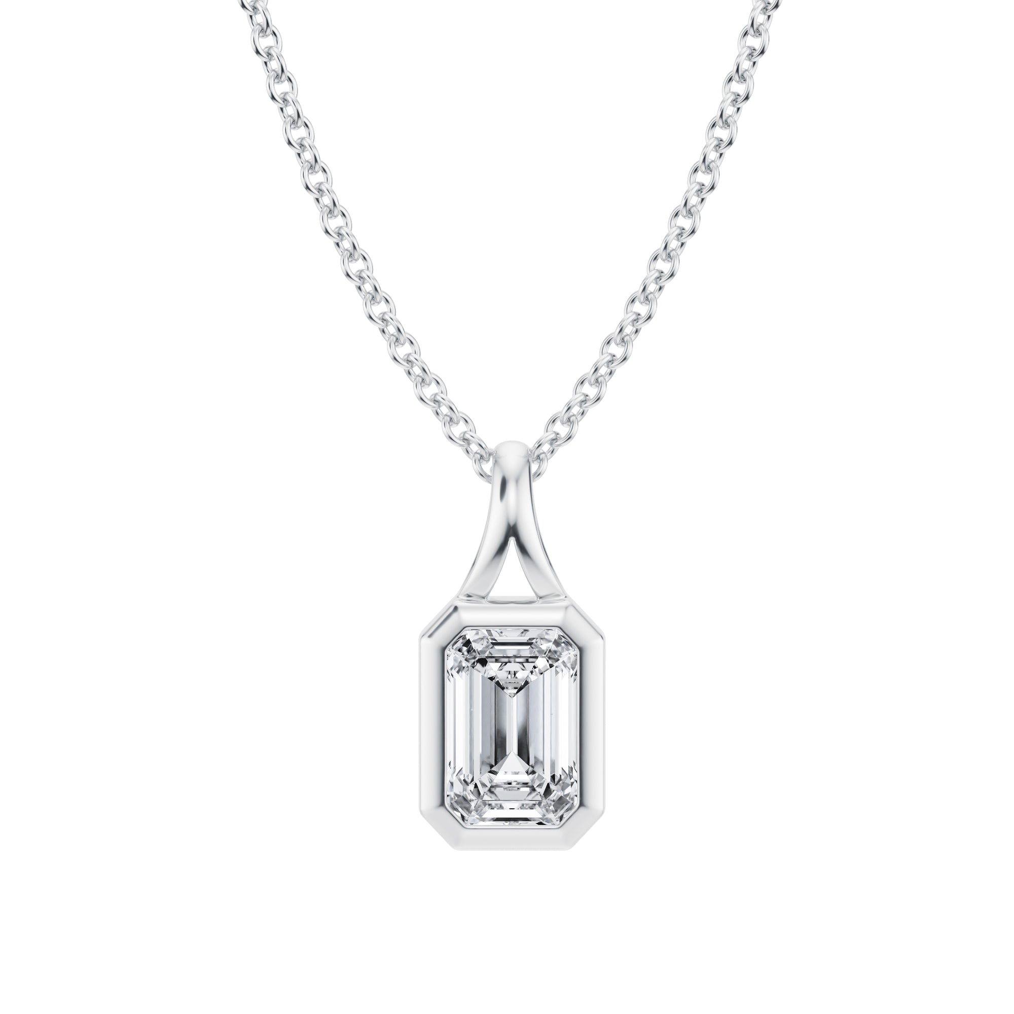 Emerald Lab Grown Diamond Bezel Necklace - 1/2 Carat - Michael Gabriels