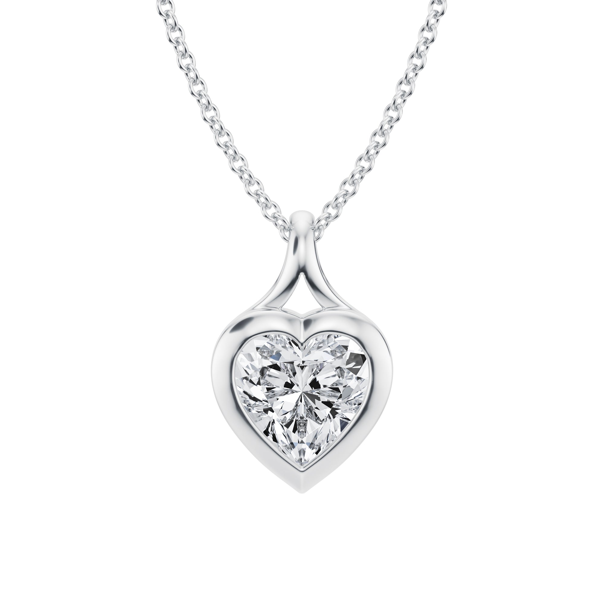 Heart Lab Grown Diamond Bezel Necklace - 1.5 Carat - Michael Gabriels