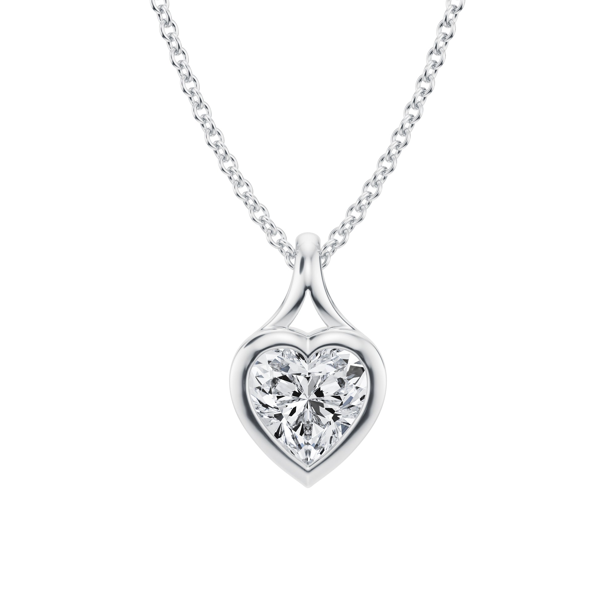 Heart Lab Grown Diamond Bezel Necklace - 3/4 Carat - Michael Gabriels