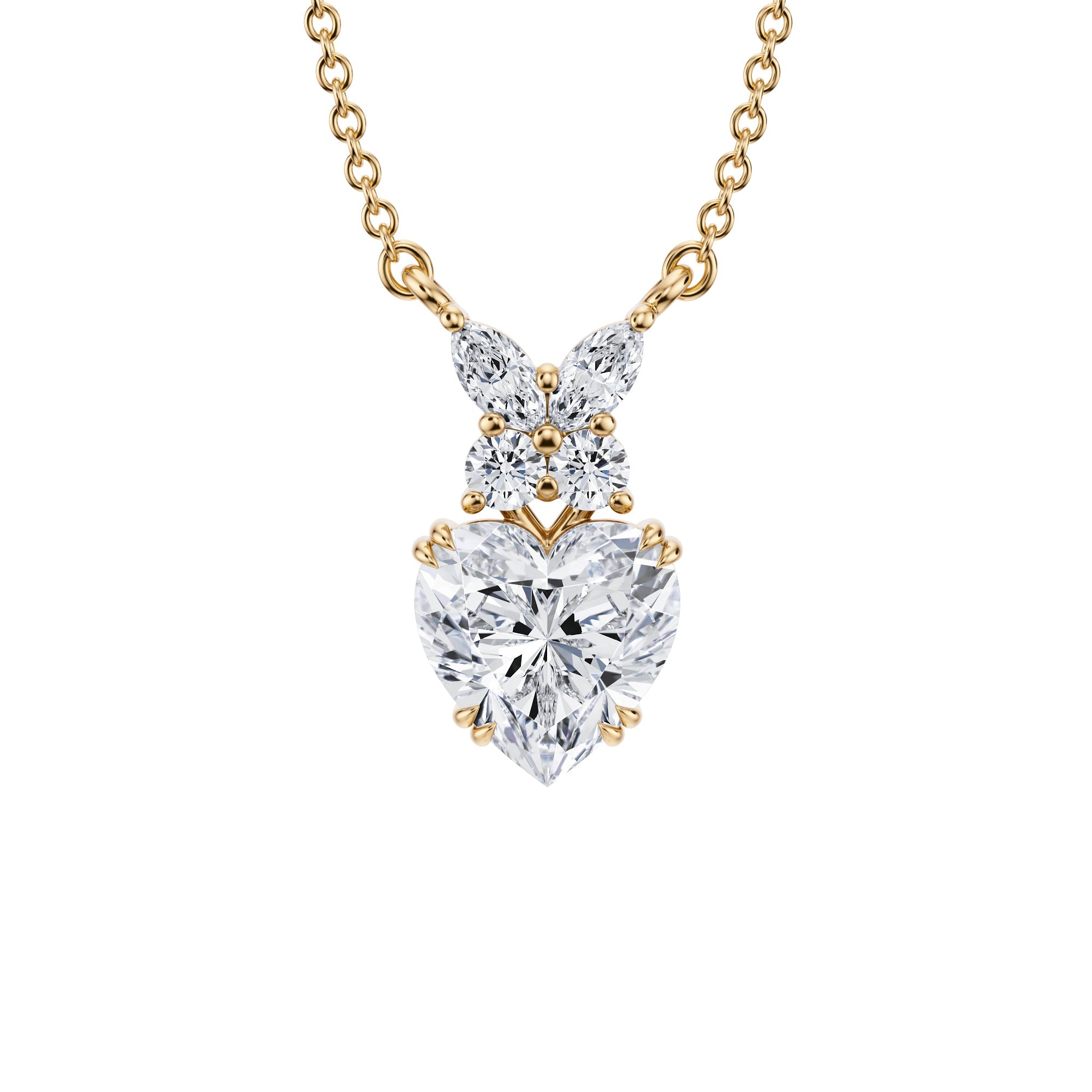Heart Shape Butterfly Cluster Pendant 2 Carat - Michael Gabriels