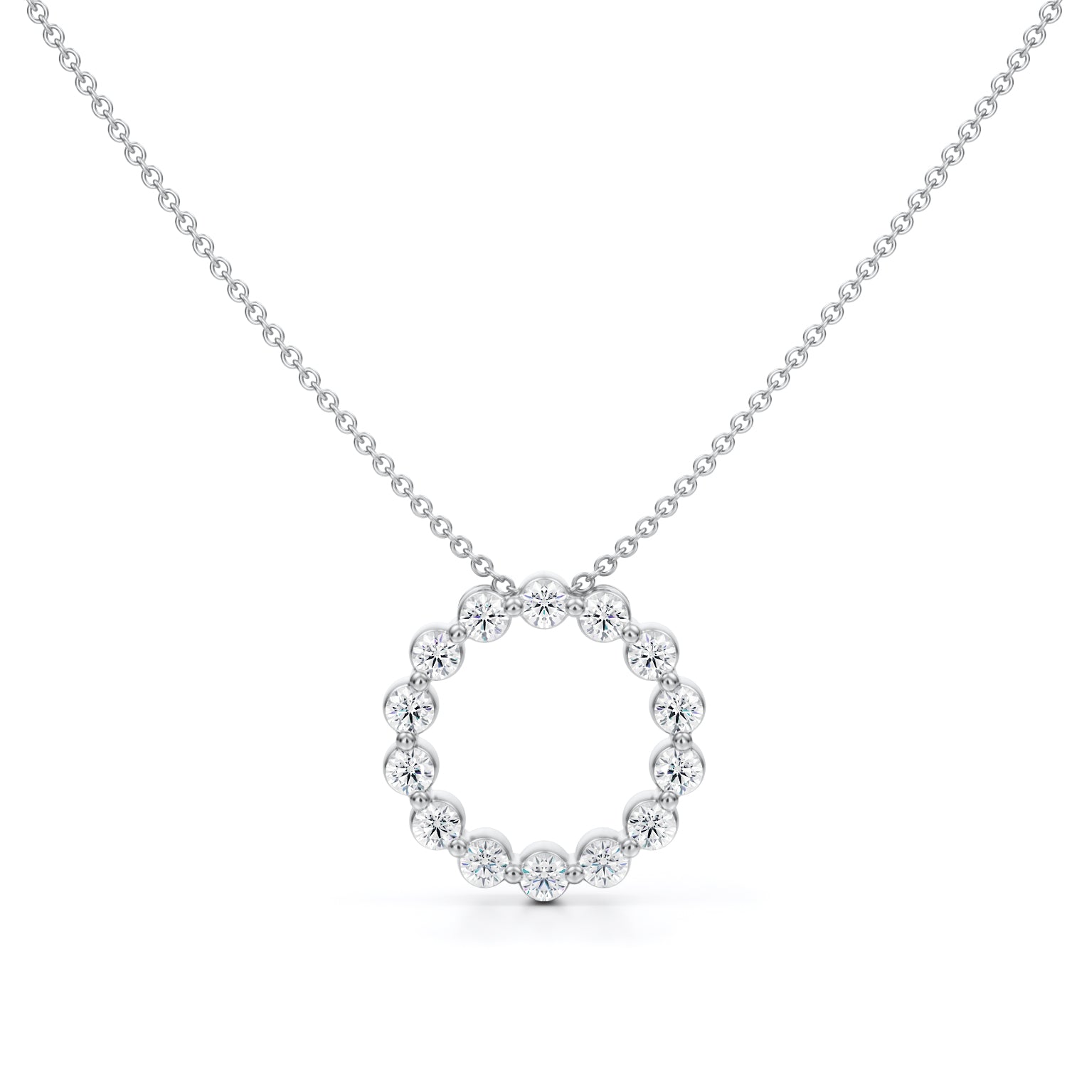 Lab Grown Diamond Shared Prong Circle Necklace - Michael Gabriels