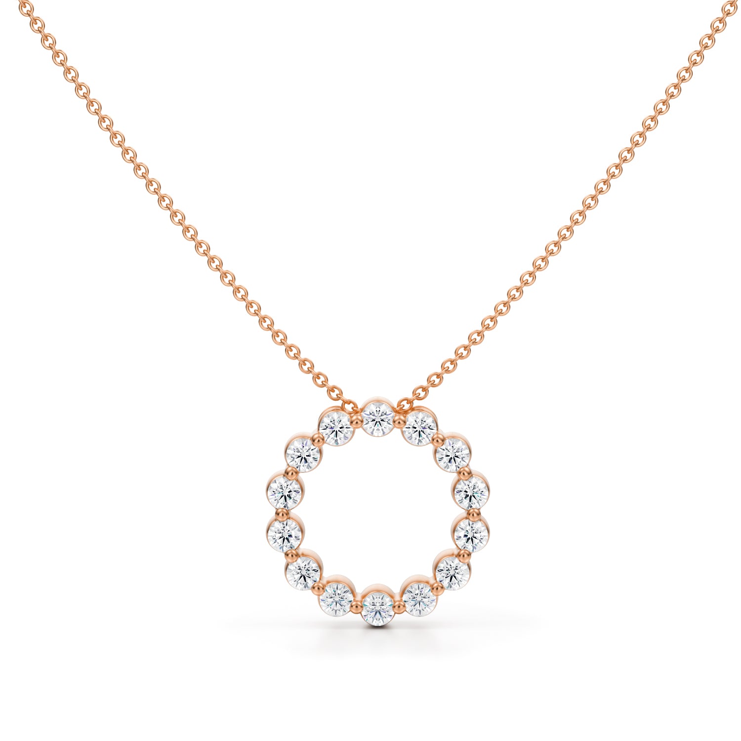 Lab Grown Diamond Shared Prong Circle Necklace - Michael Gabriels