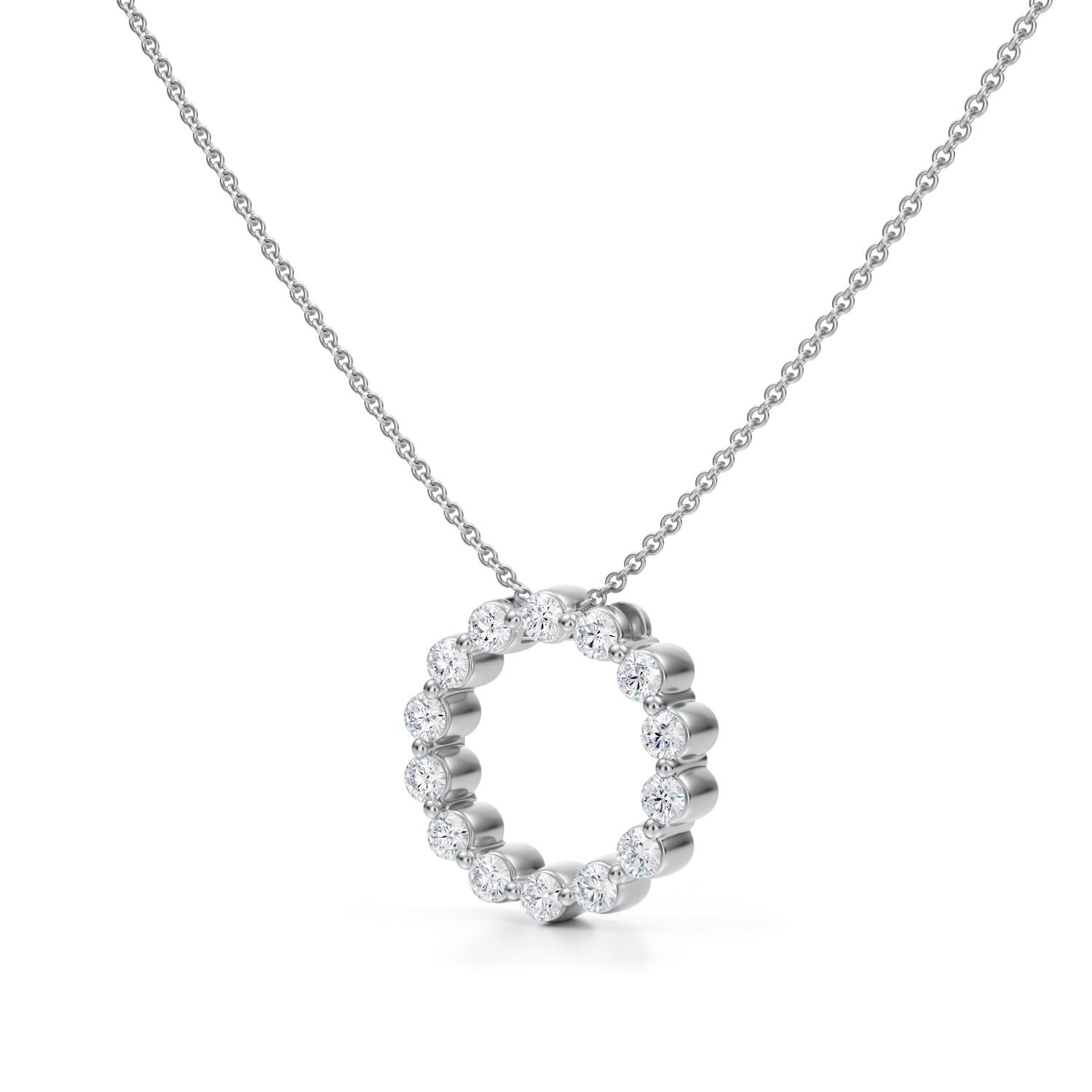 Lab Grown Diamond Shared Prong Circle Necklace - Michael Gabriels