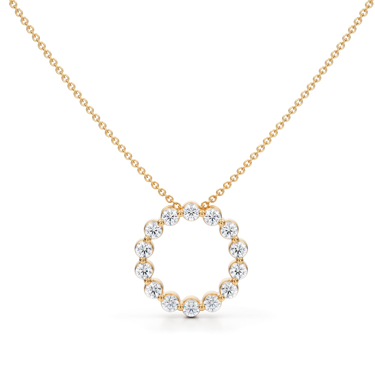 Lab Grown Diamond Shared Prong Circle Necklace - Michael Gabriels
