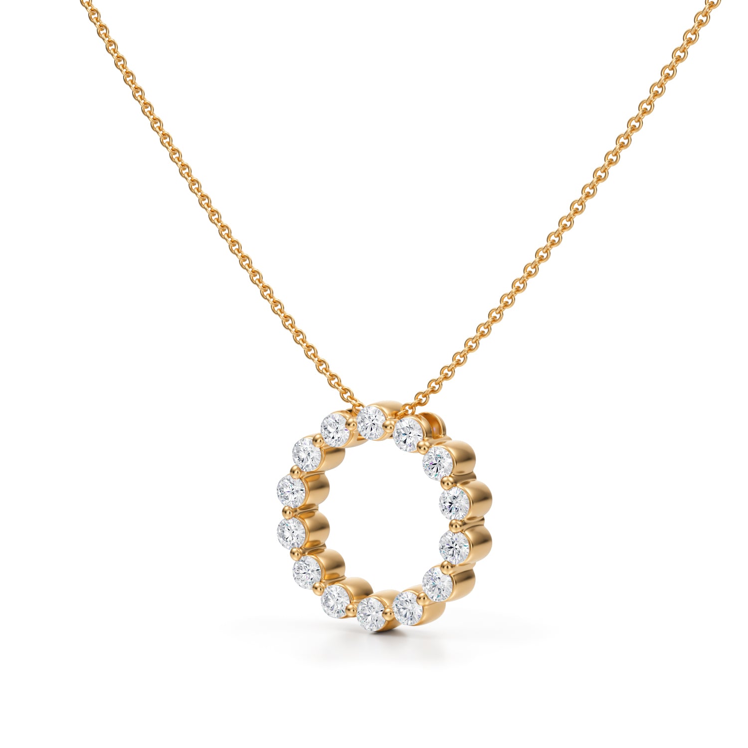 Lab Grown Diamond Shared Prong Circle Necklace - Michael Gabriels
