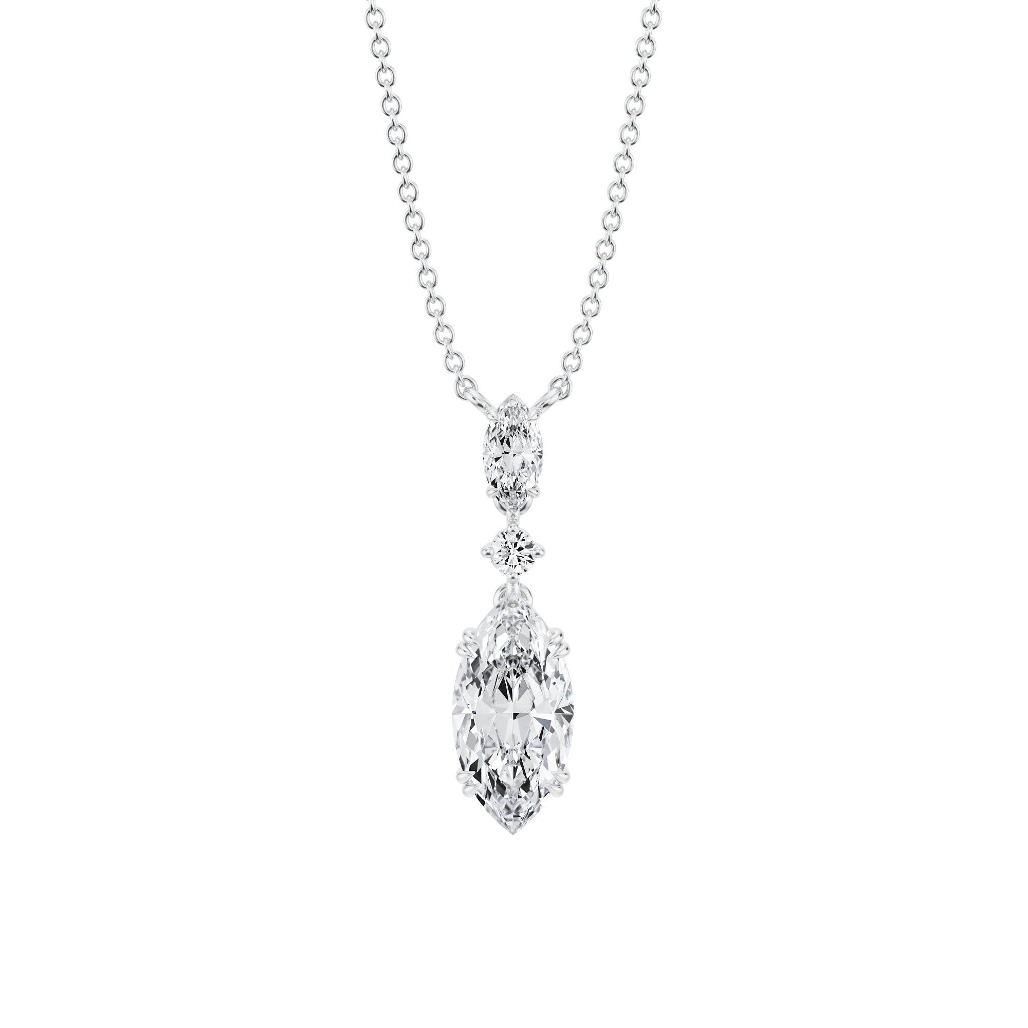Marquise Alternating Stone Diamond Necklace Carat