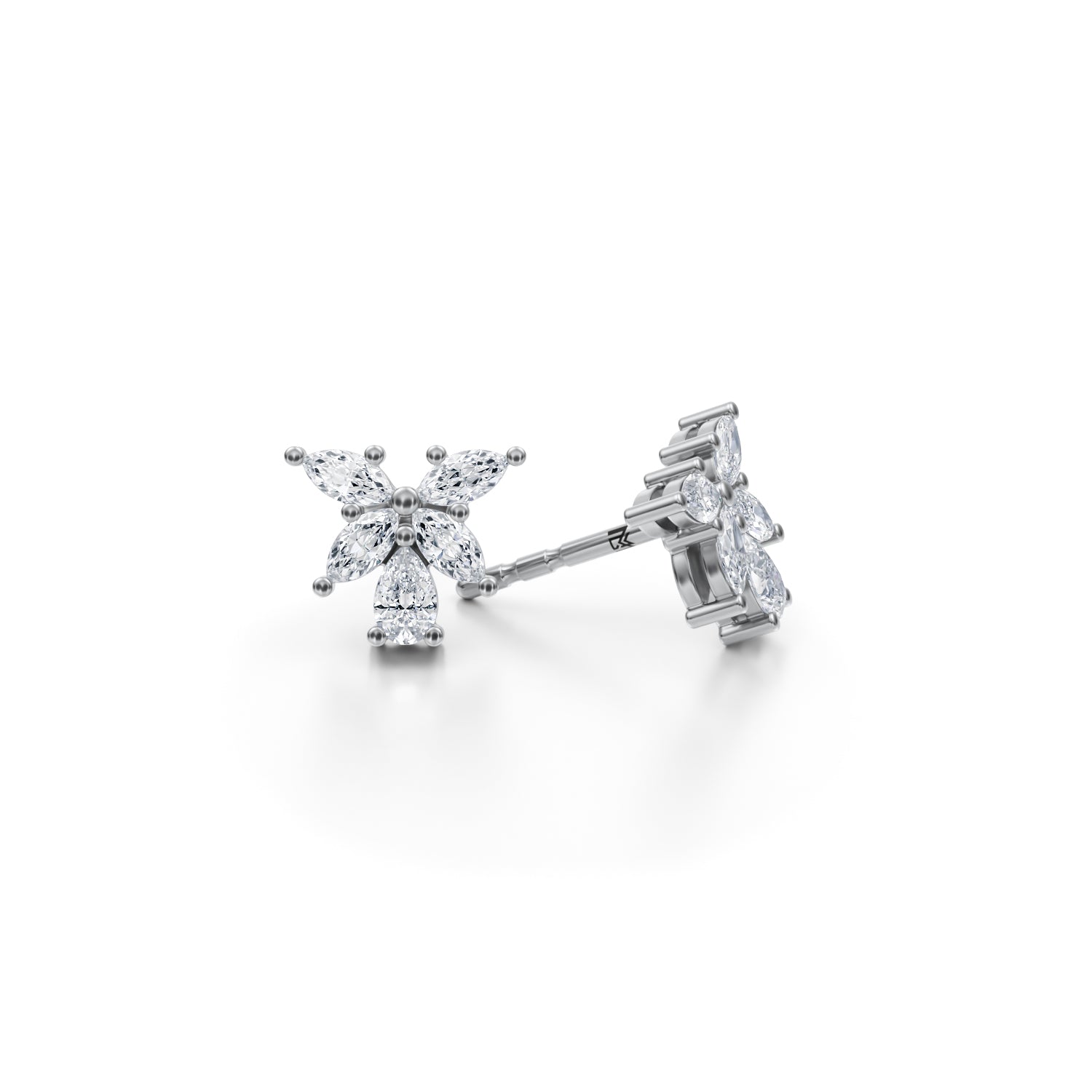 Marquise And Pear Cluster Butterfly Stud Earrings - Michael Gabriels
