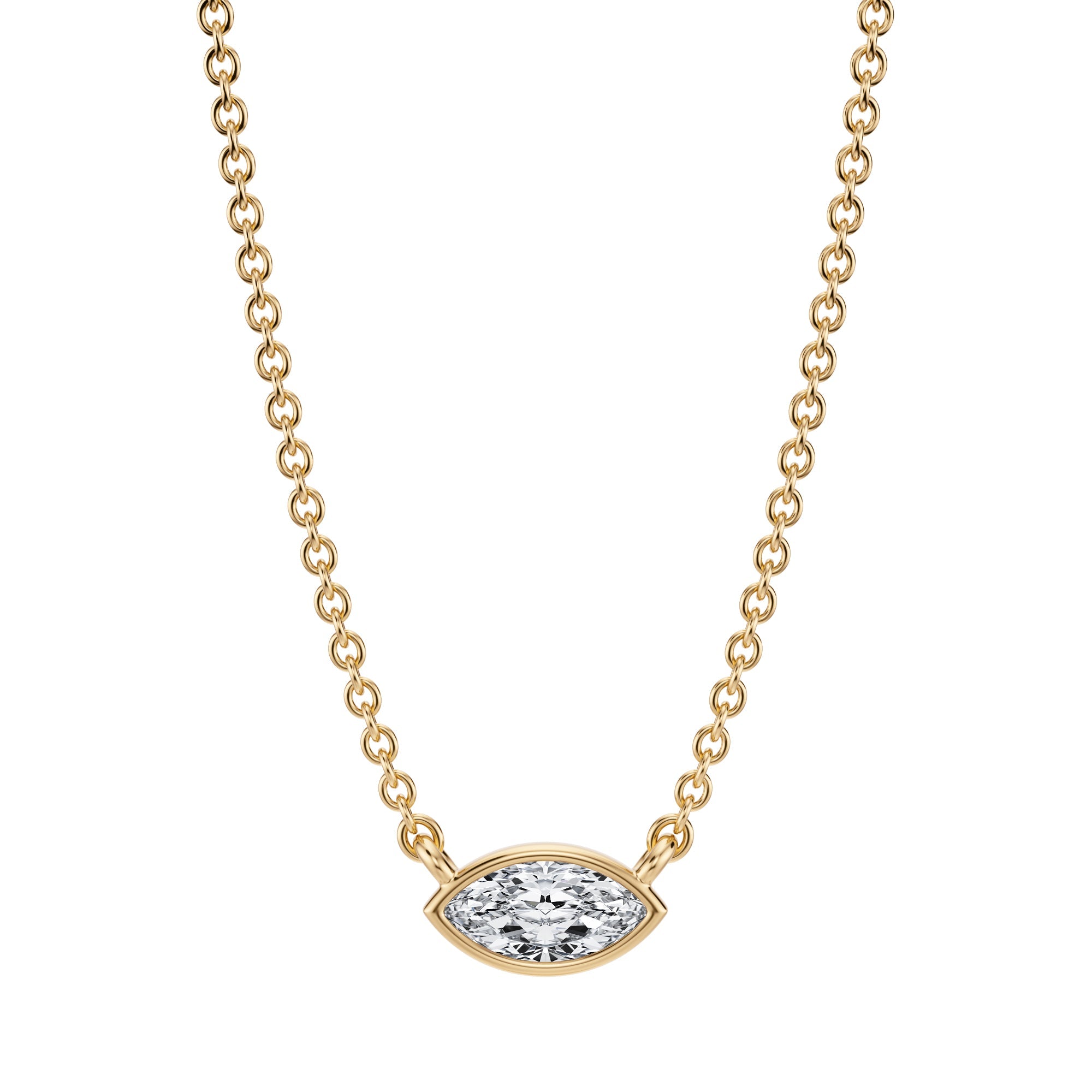 Marquise Bezel Solitaire Pendant Necklace - Michael Gabriels