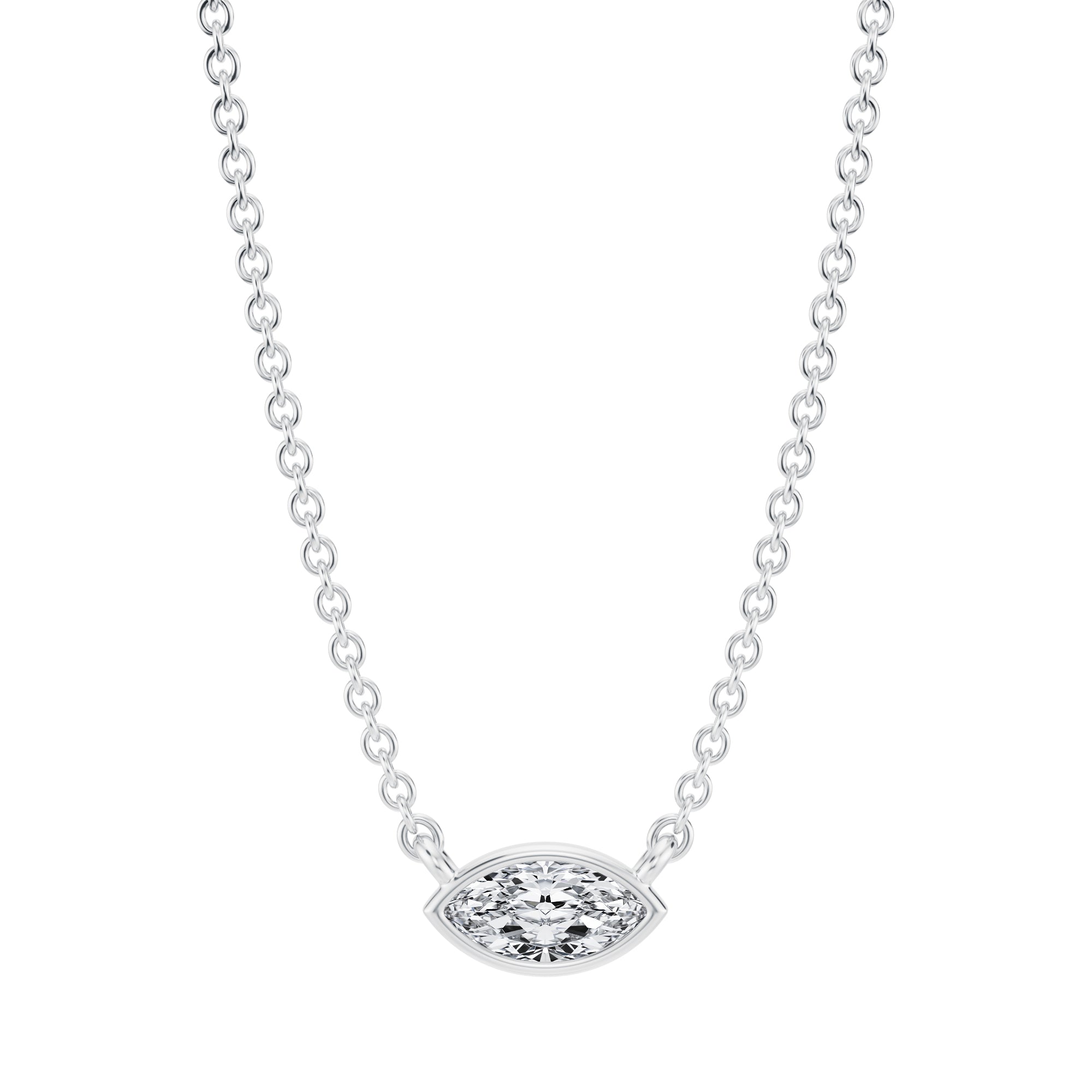 Marquise Bezel Solitaire Pendant Necklace - Michael Gabriels