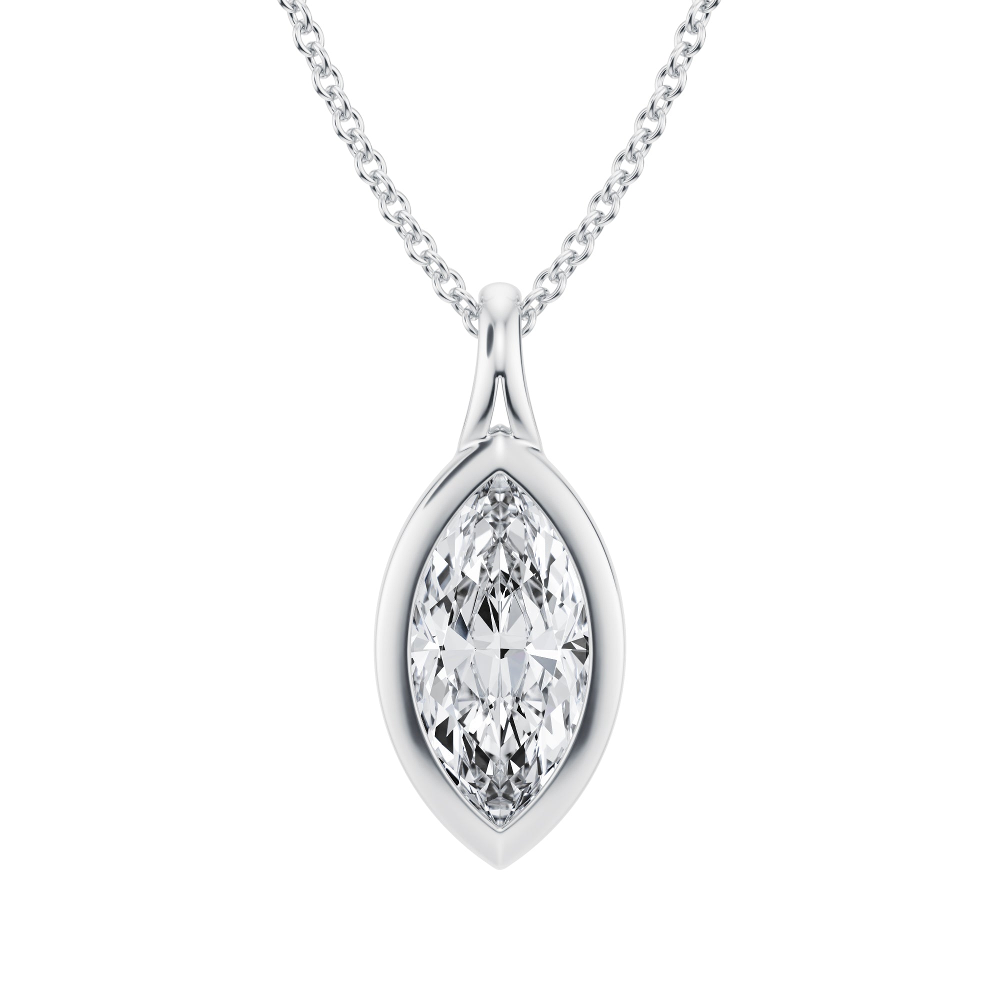 Marquise Lab Grown Diamond Bezel Necklace - 1.5 Carat - Michael Gabriels