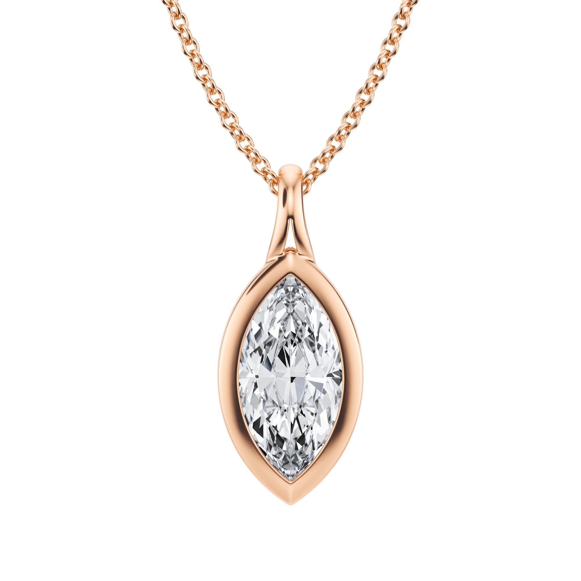 Marquise Lab Grown Diamond Bezel Necklace - 1.5 Carat - Michael Gabriels