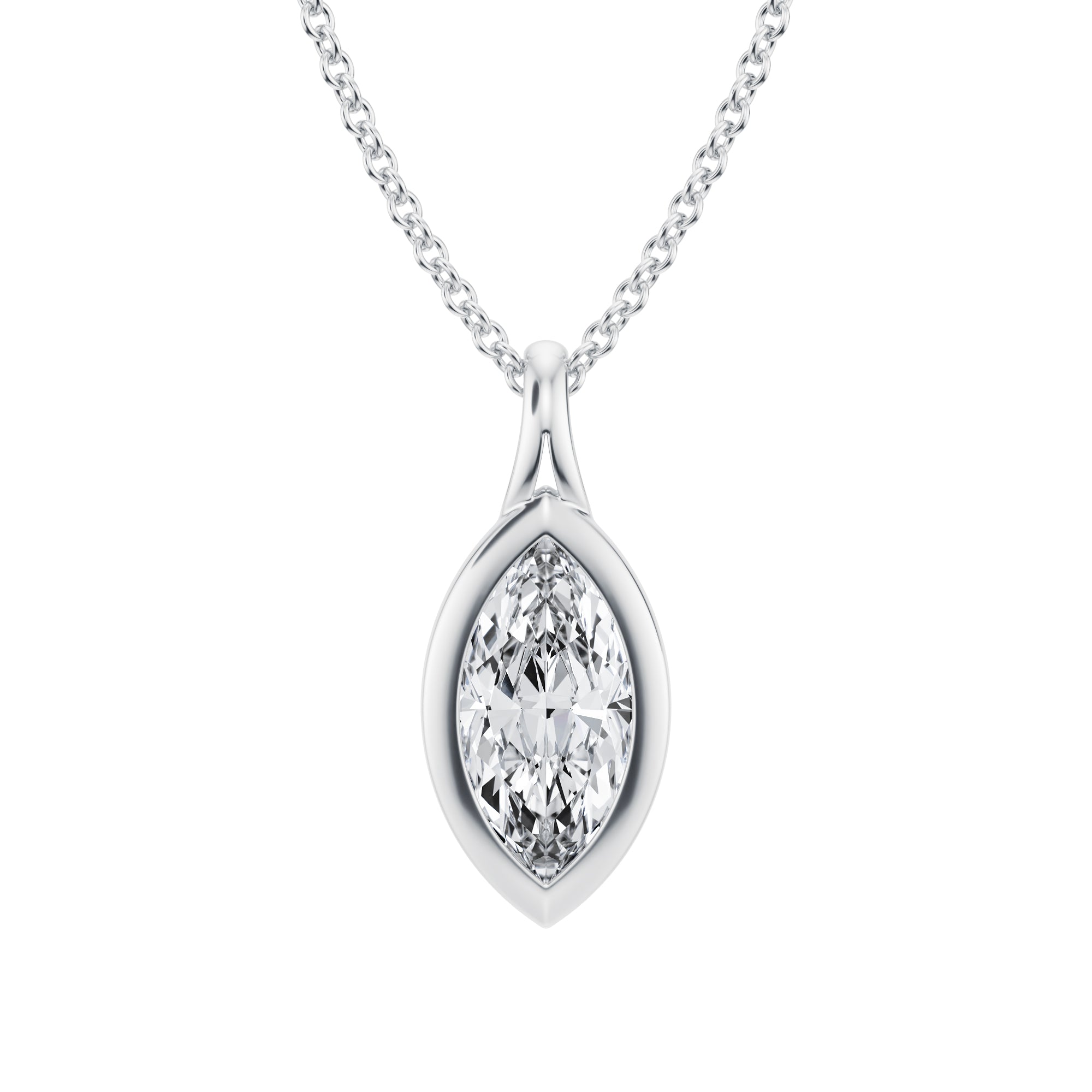 Marquise Lab Grown Diamond Bezel Necklace - 1 Carat - Michael Gabriels