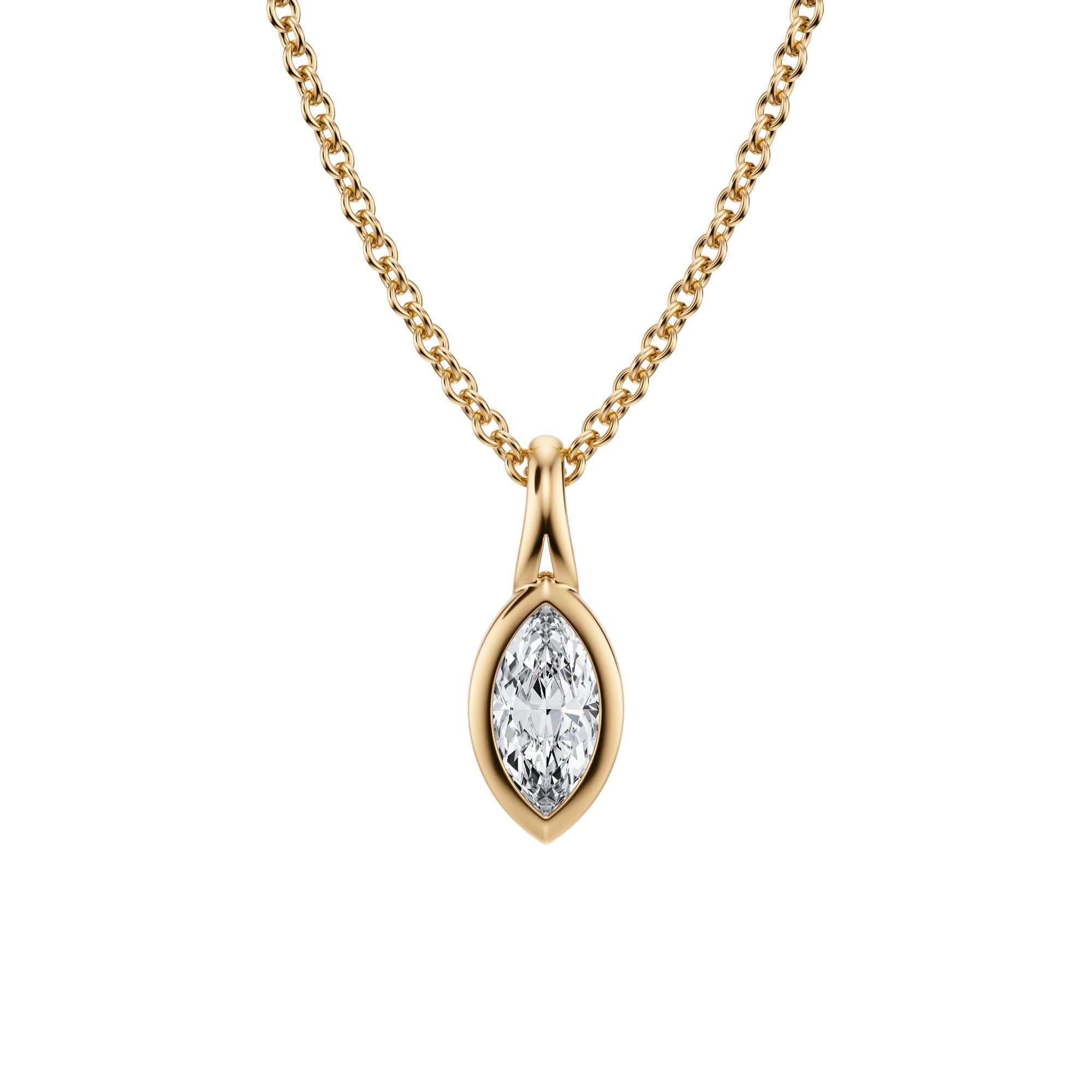 Marquise Lab Grown Diamond Bezel Necklace - Michael Gabriels