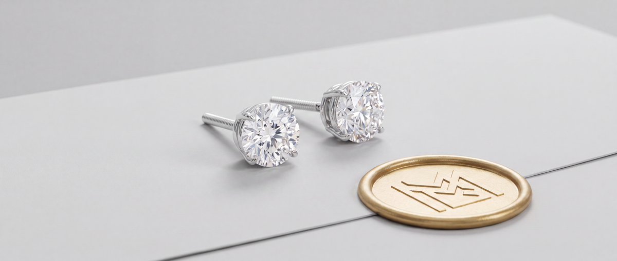 An Image showing Lab Grown Diamond Studs from Michael Gabriels