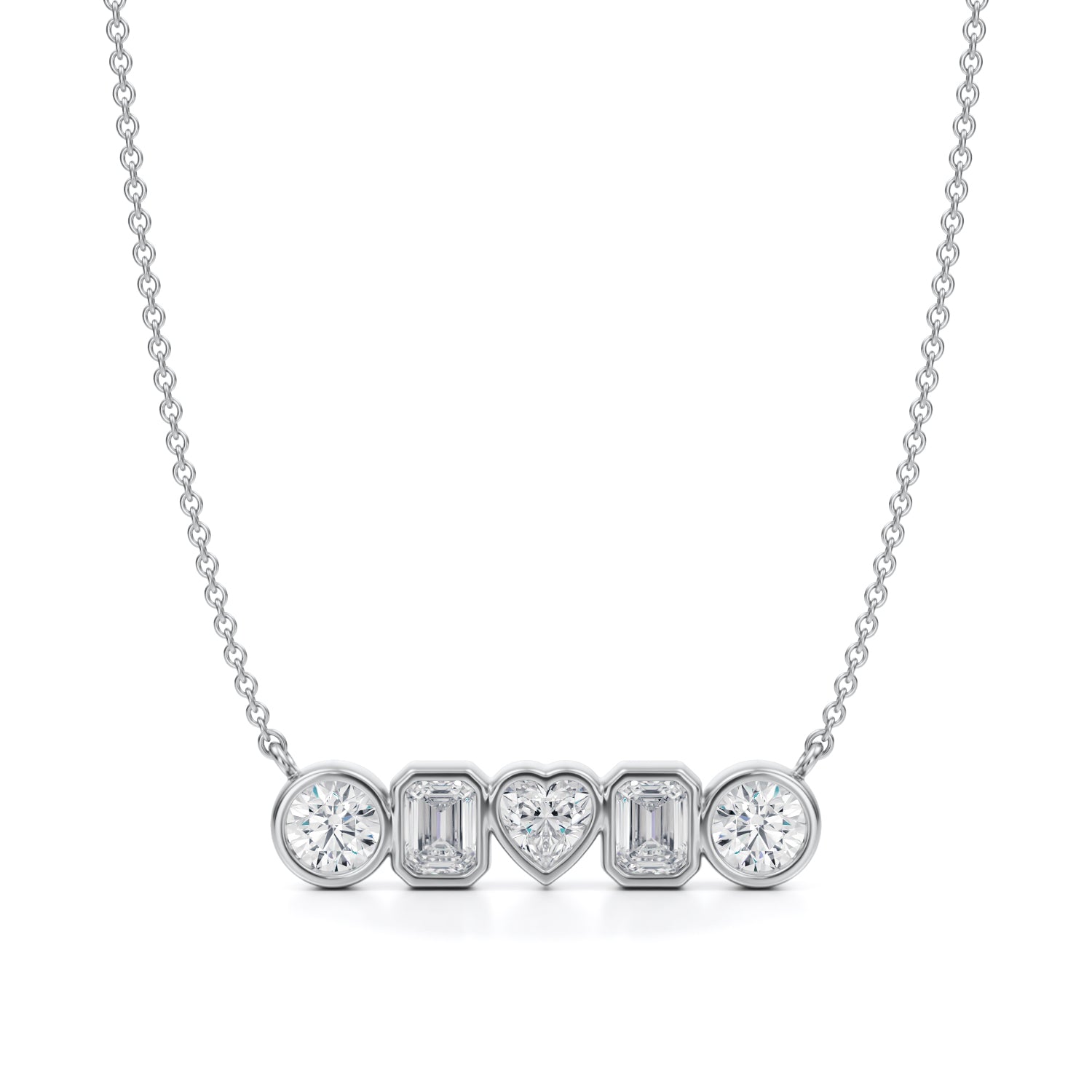 Mixed Shape Bezel Lab Grown Diamond Pendant Necklace - Michael Gabriels