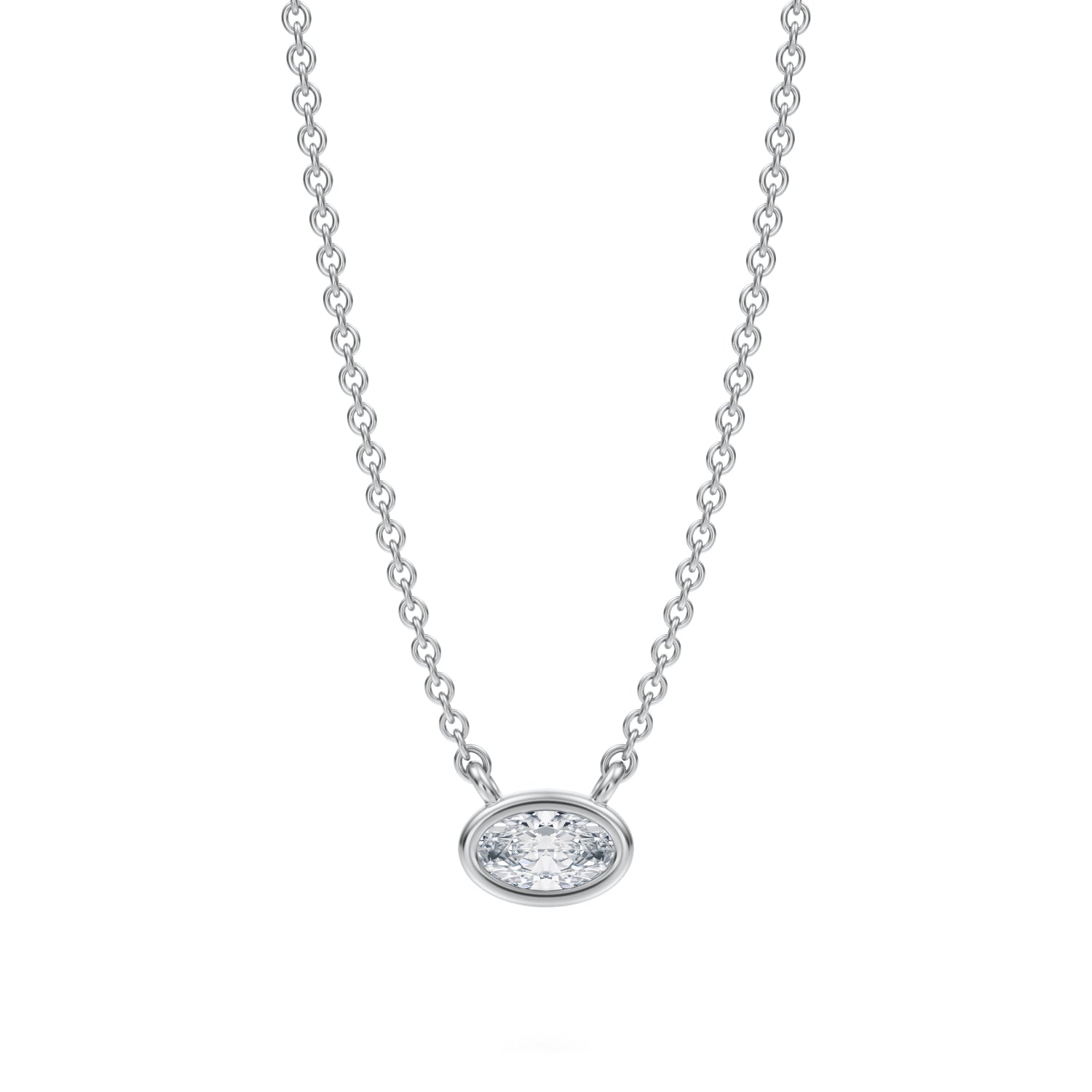 Oval Bezel Solitaire Pendant Necklace - Michael Gabriels
