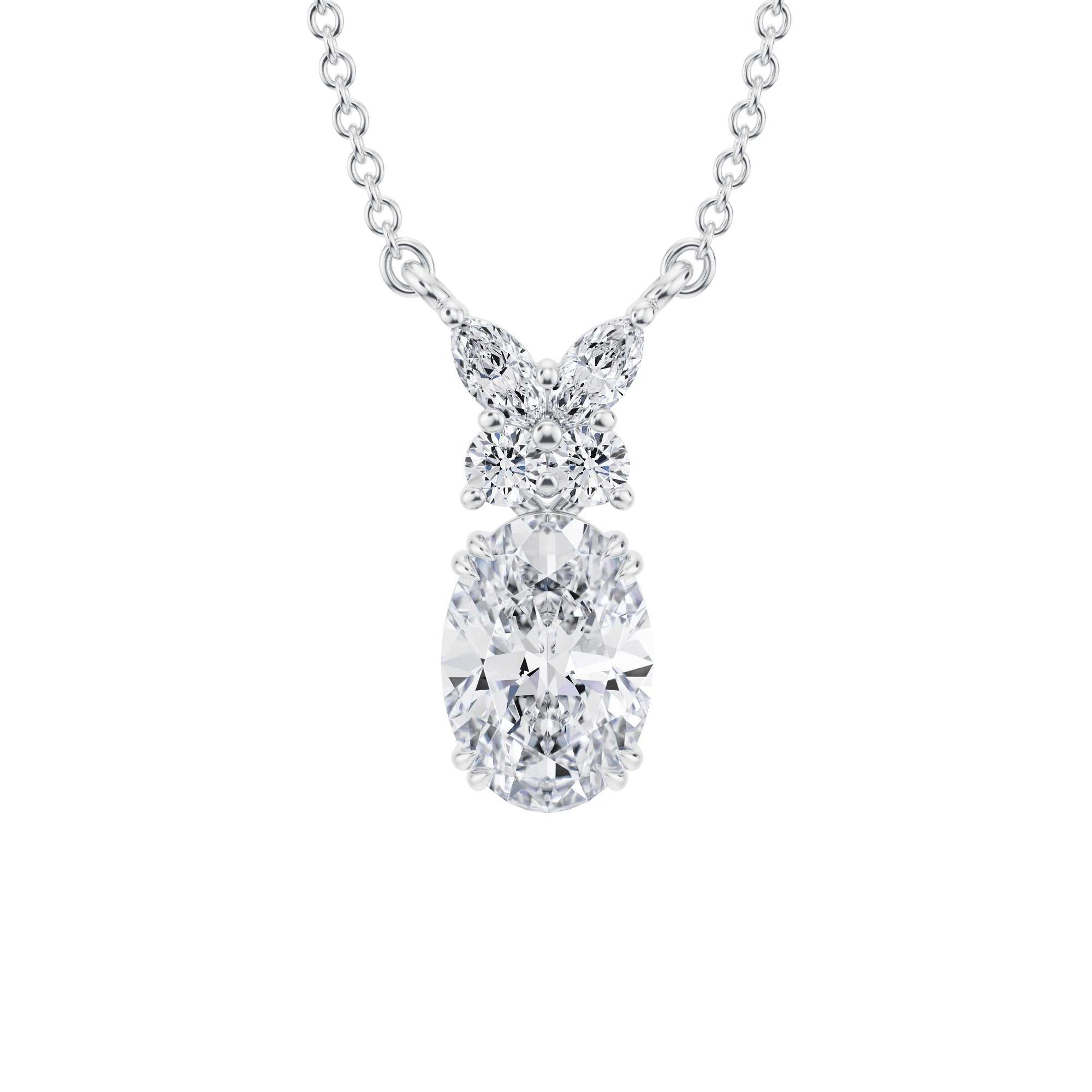 Oval Butterfly Cluster Pendant 2 Carat - Michael Gabriels