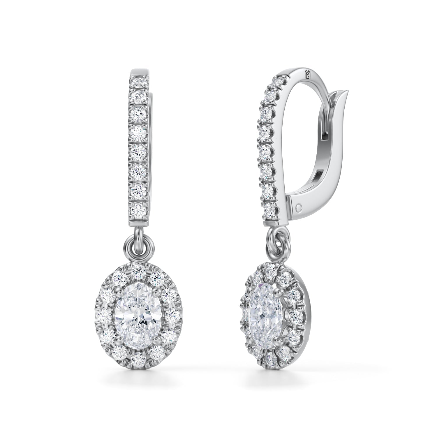 Oval Halo Drop Earrings - Michael Gabriels
