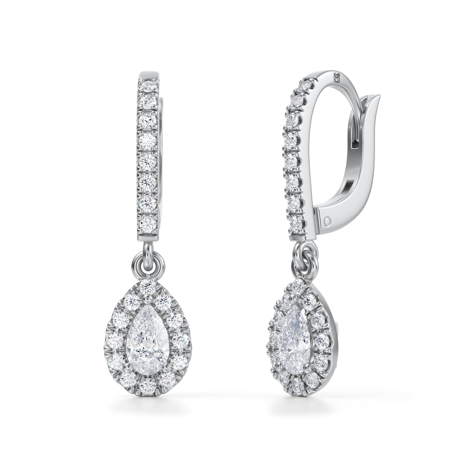 Pear Halo Drop Earrings - Michael Gabriels
