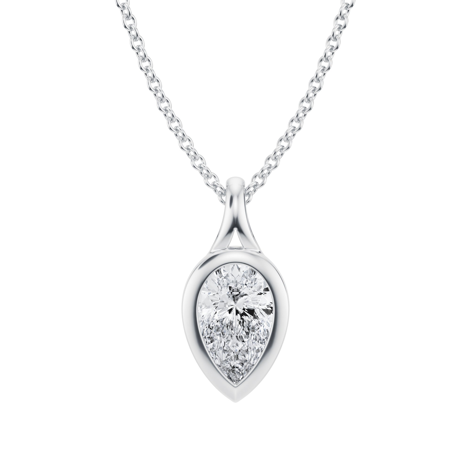 Pear Lab Grown Diamond Bezel Necklace - 1 Carat - Michael Gabriels