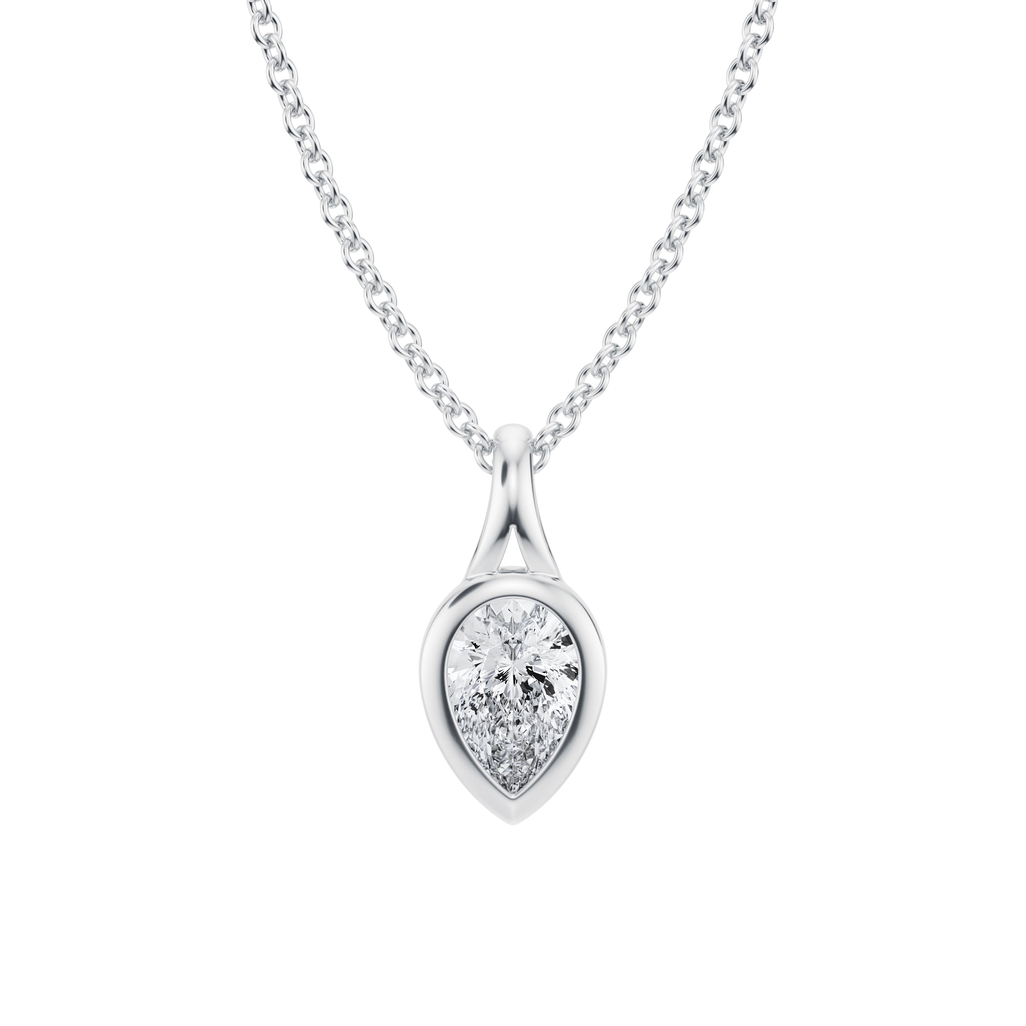 Pear Lab Grown Diamond Bezel Necklace - 1/2 Carat - Michael Gabriels