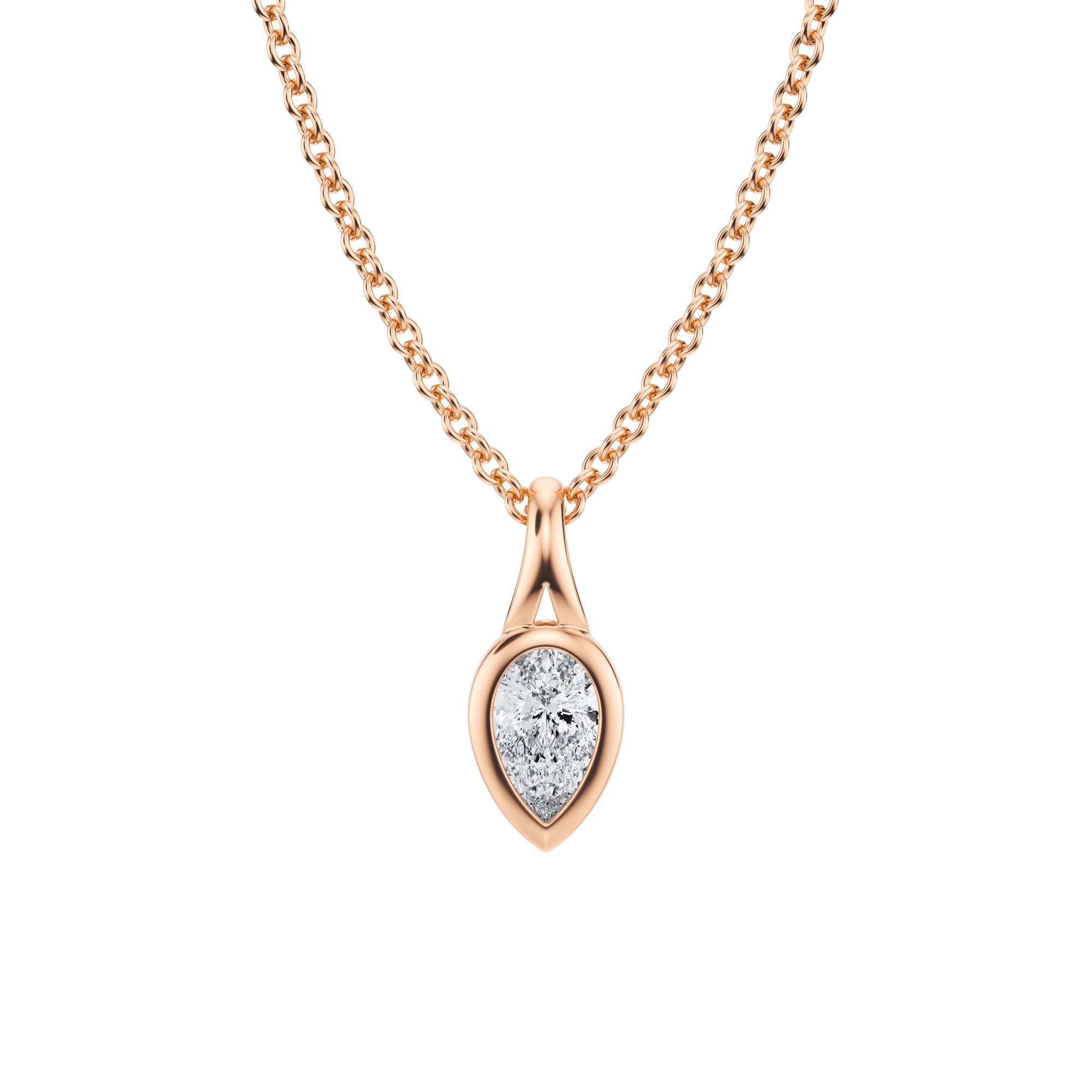 Pear Lab Grown Diamond Bezel Necklace - Michael Gabriels