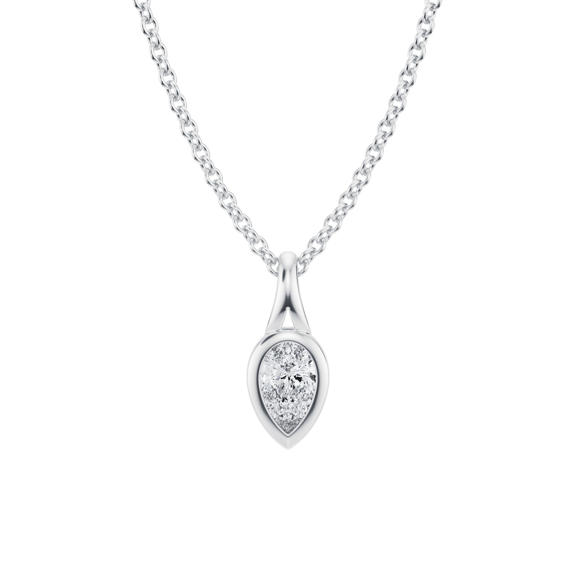 Pear Lab Grown Diamond Bezel Necklace - Michael Gabriels