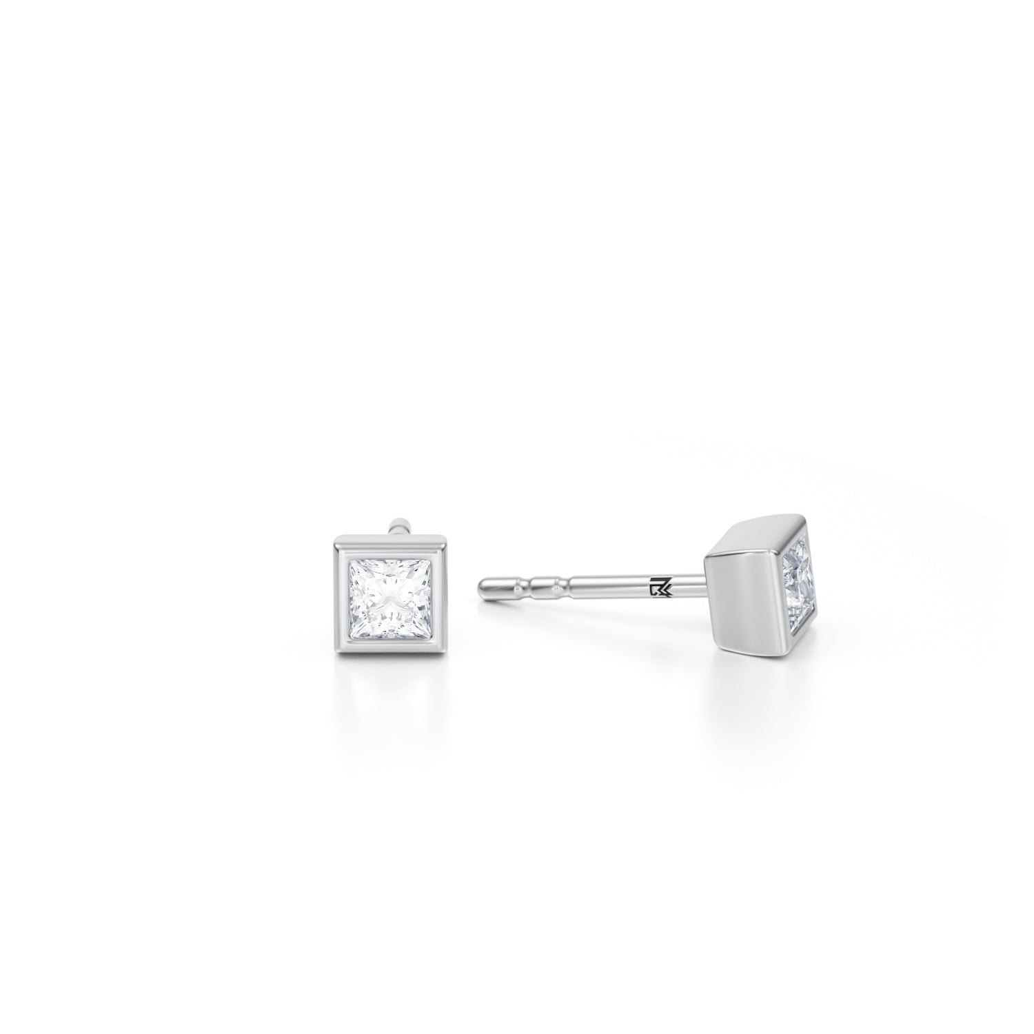 Princess Cut Bezel Stud Lab Grown Diamond Earrings - Michael Gabriels
