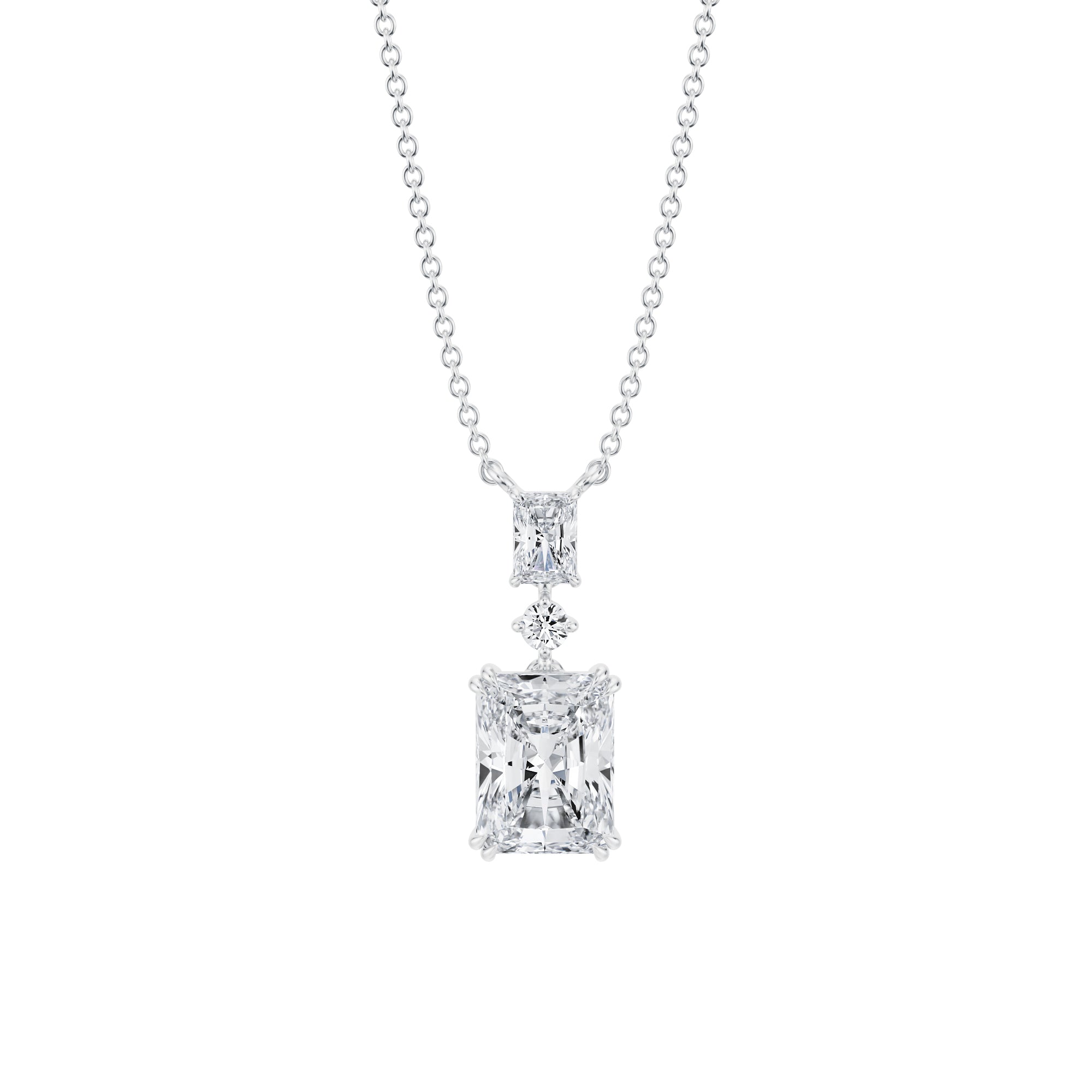 Radiant Alternating 3 Stone Diamond Necklace - 2 Carat - Michael Gabriels