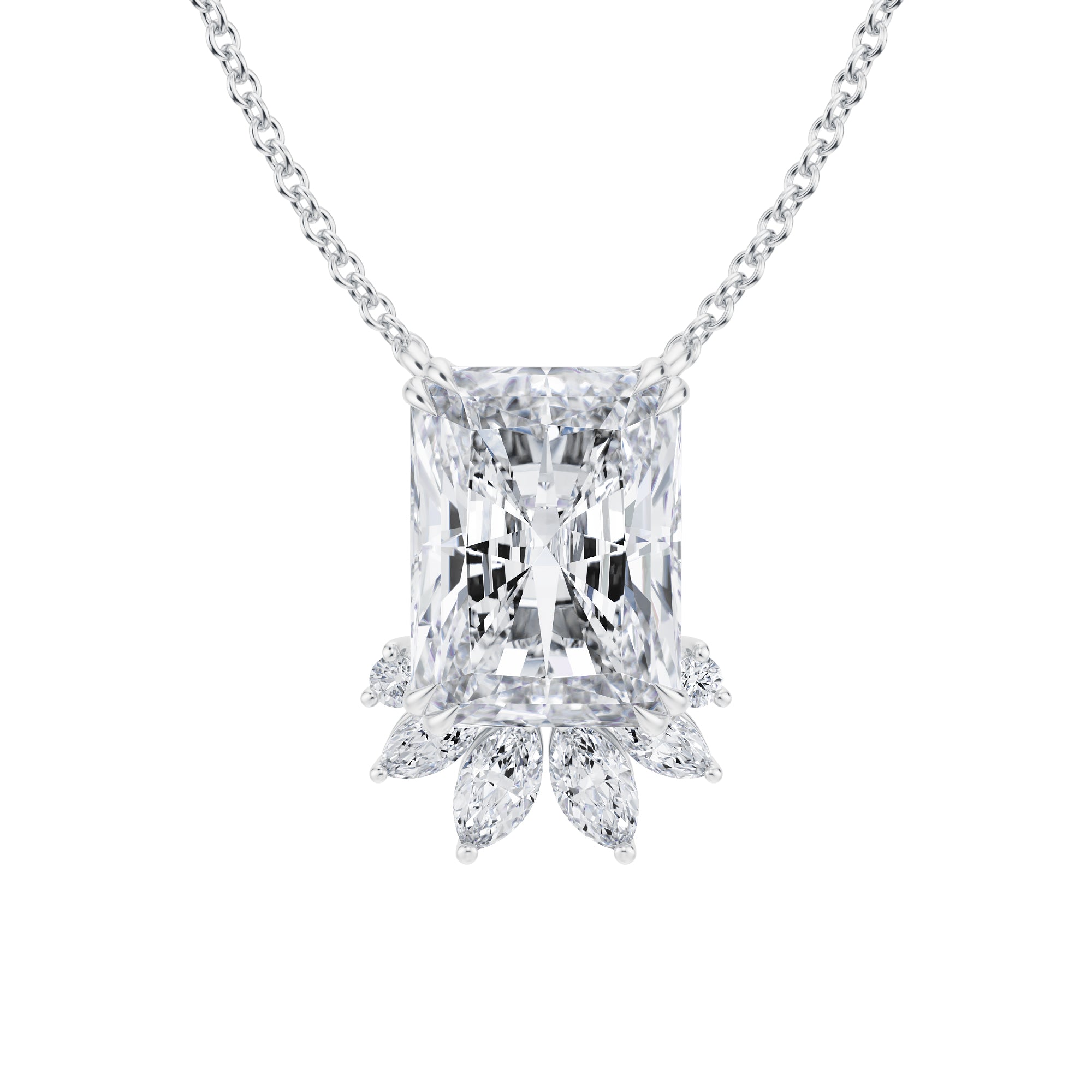 Radiant And Marquise Mixed Cluster Pendant Necklace - Michael Gabriels