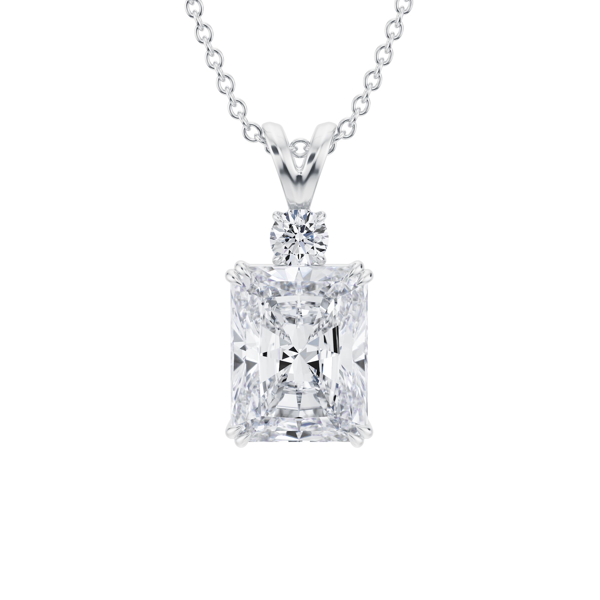 Radiant And Round Two Stone Pendant Necklace - Michael Gabriels