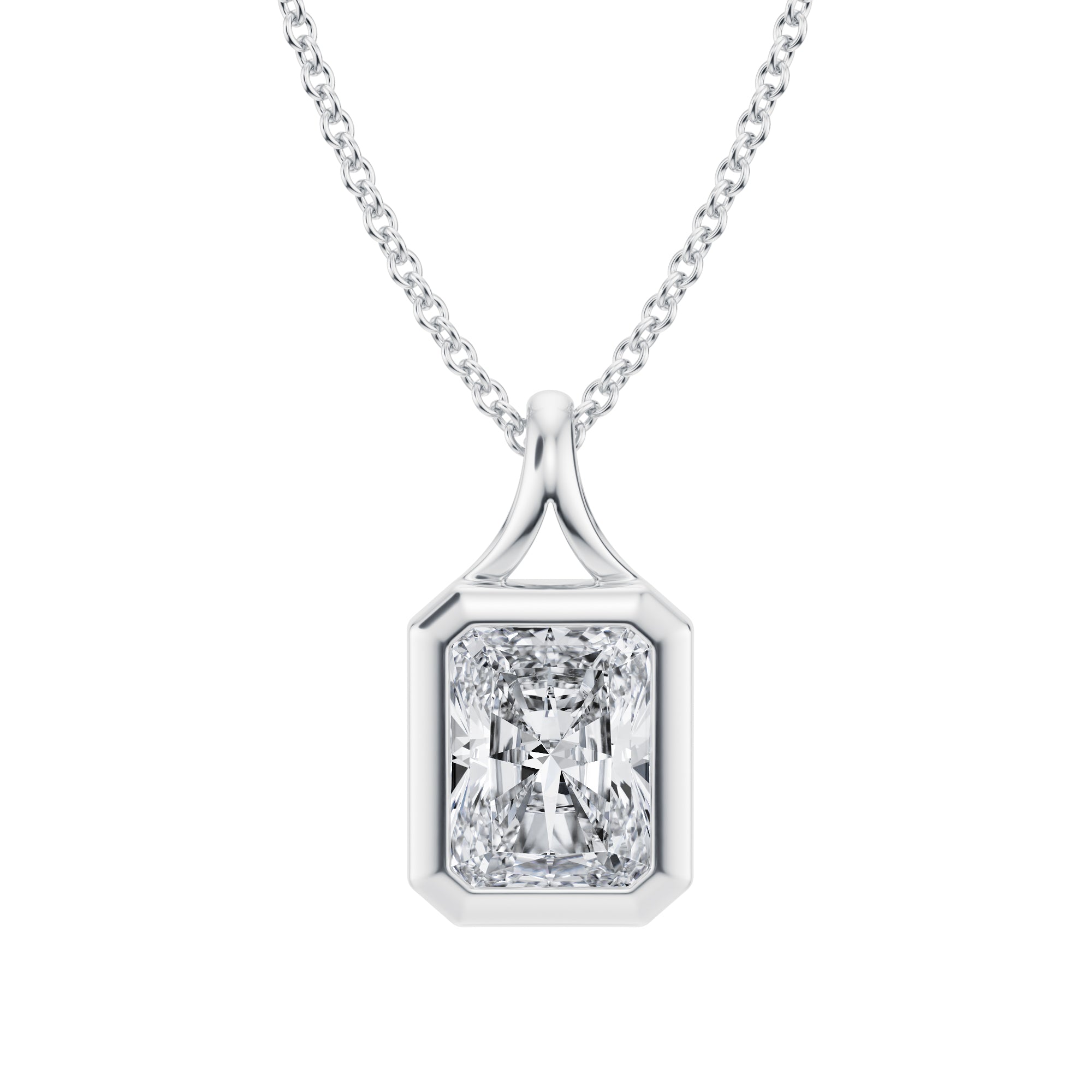Radiant Lab Grown Diamond Bezel Necklace - 1.5 Carat - Michael Gabriels