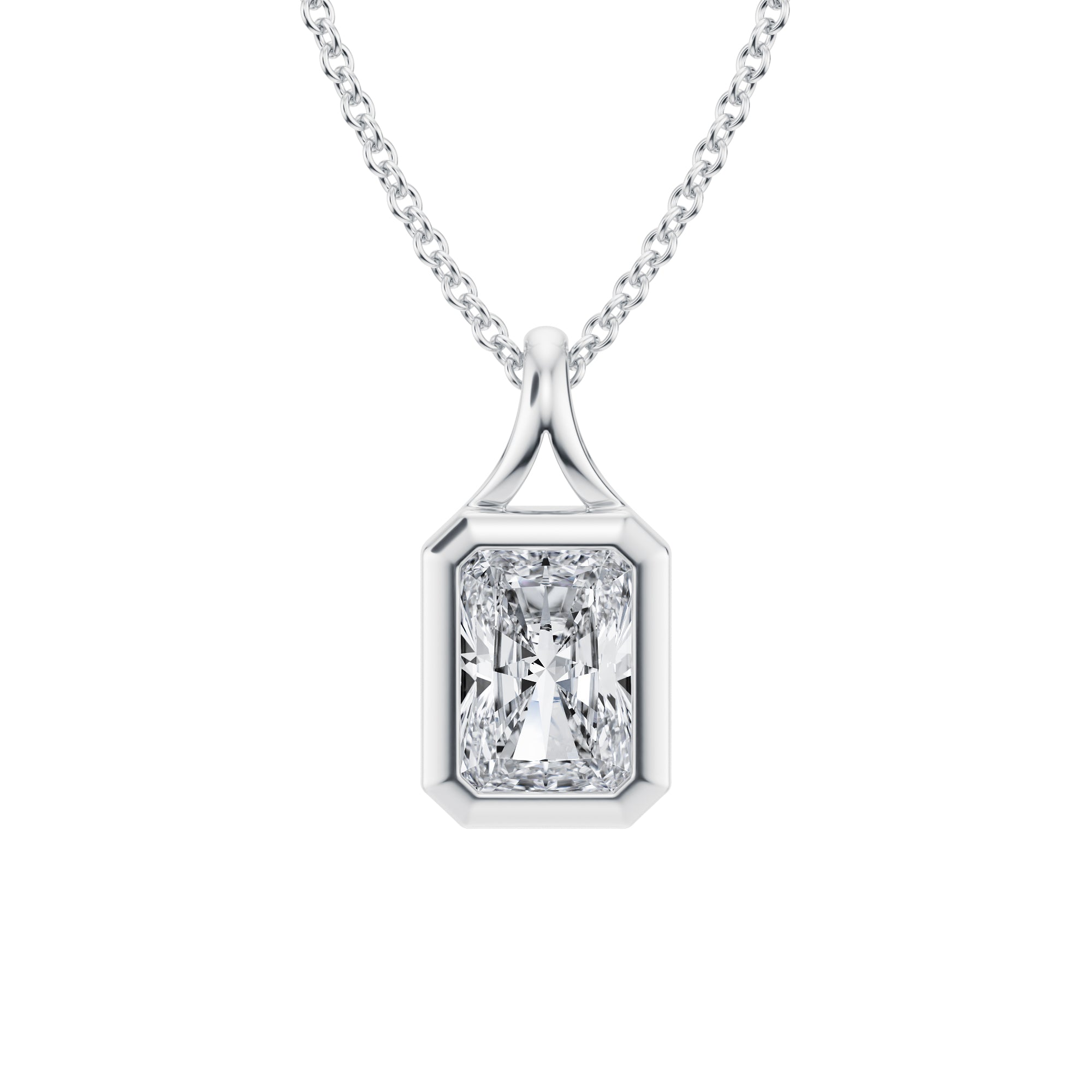 Radiant Lab Grown Diamond Bezel Necklace - 1 Carat - Michael Gabriels