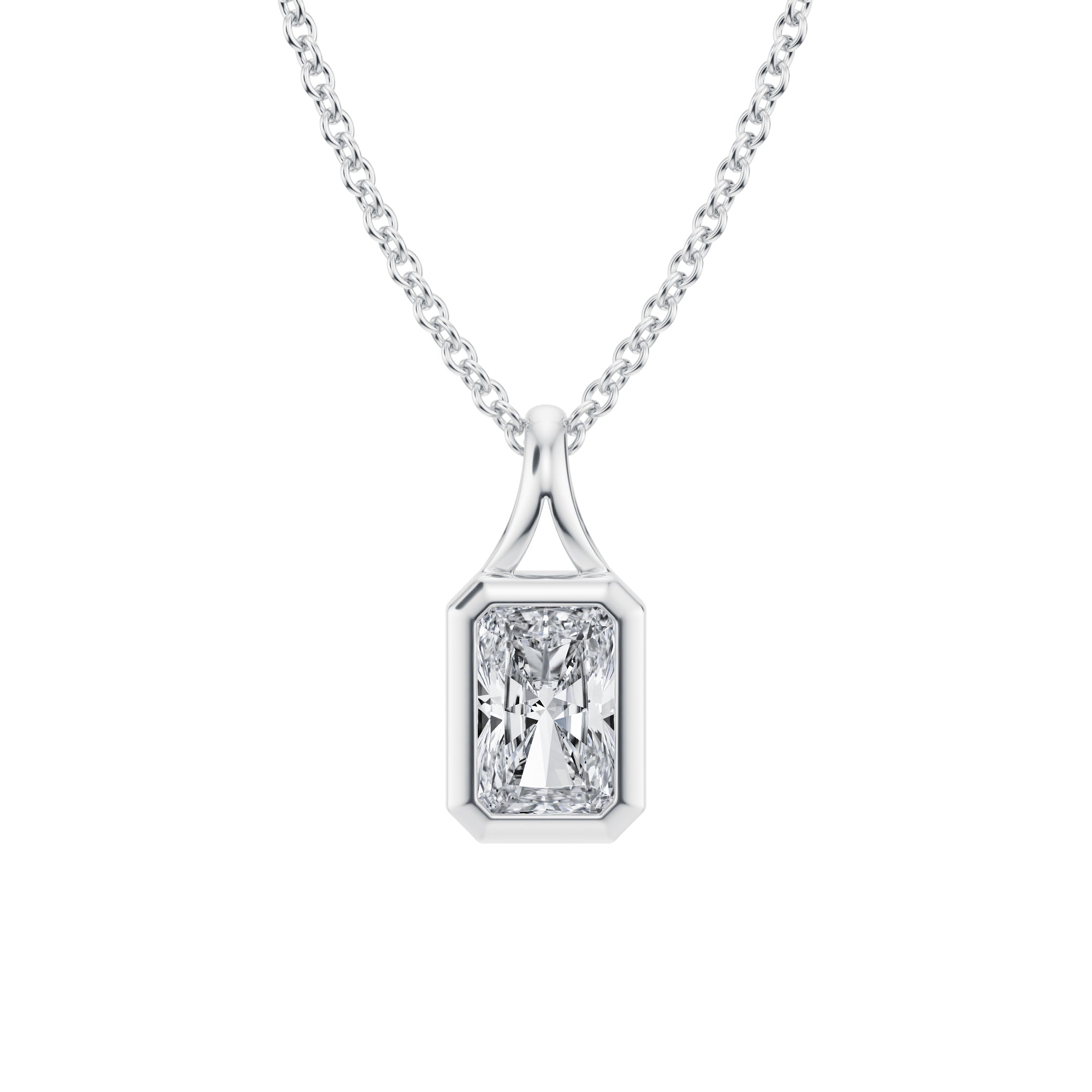 Radiant Lab Grown Diamond Bezel Necklace - 1/2 Carat - Michael Gabriels