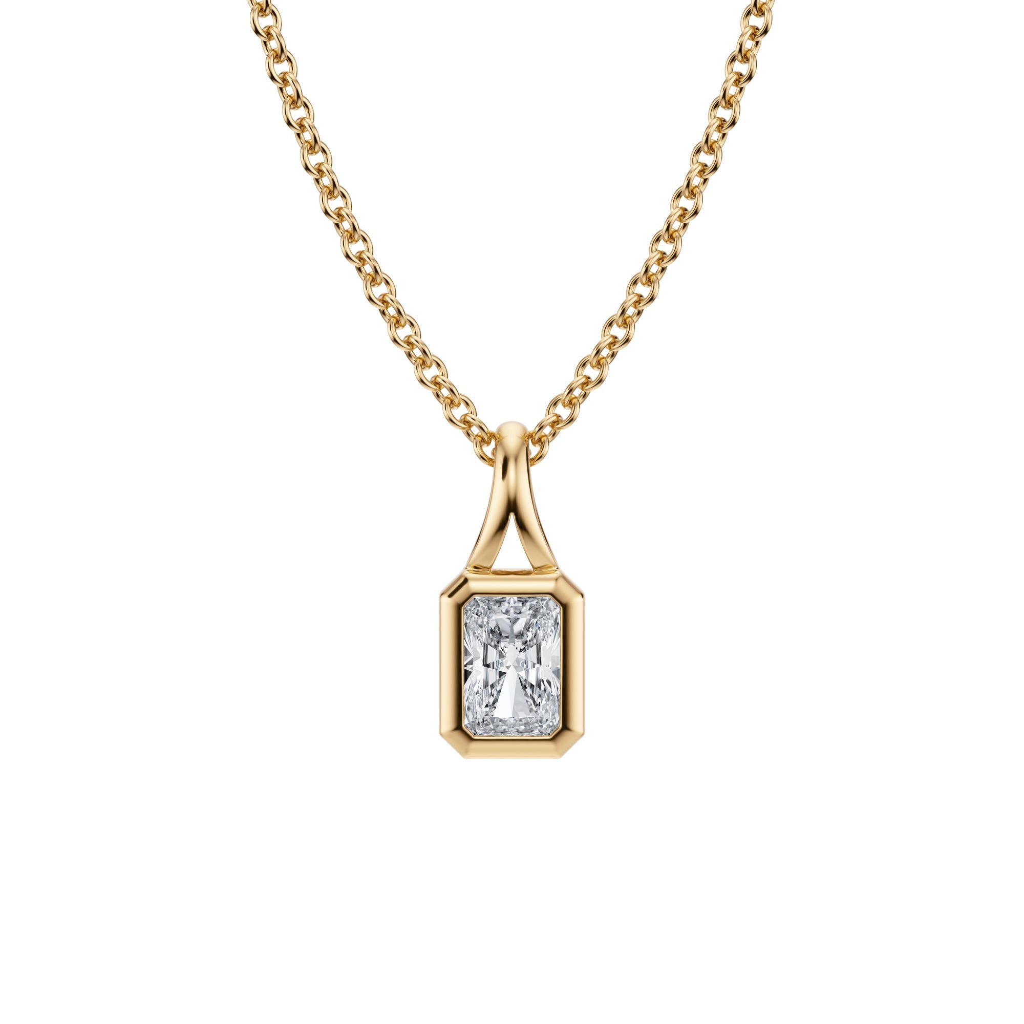 Radiant Lab Grown Diamond Bezel Necklace - Michael Gabriels