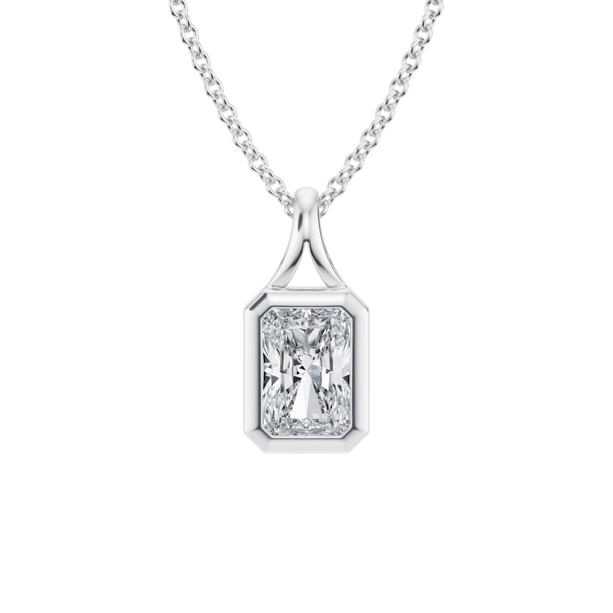 Radiant Lab Grown Diamond Bezel Necklace - 3/4 Carat - Michael Gabriels