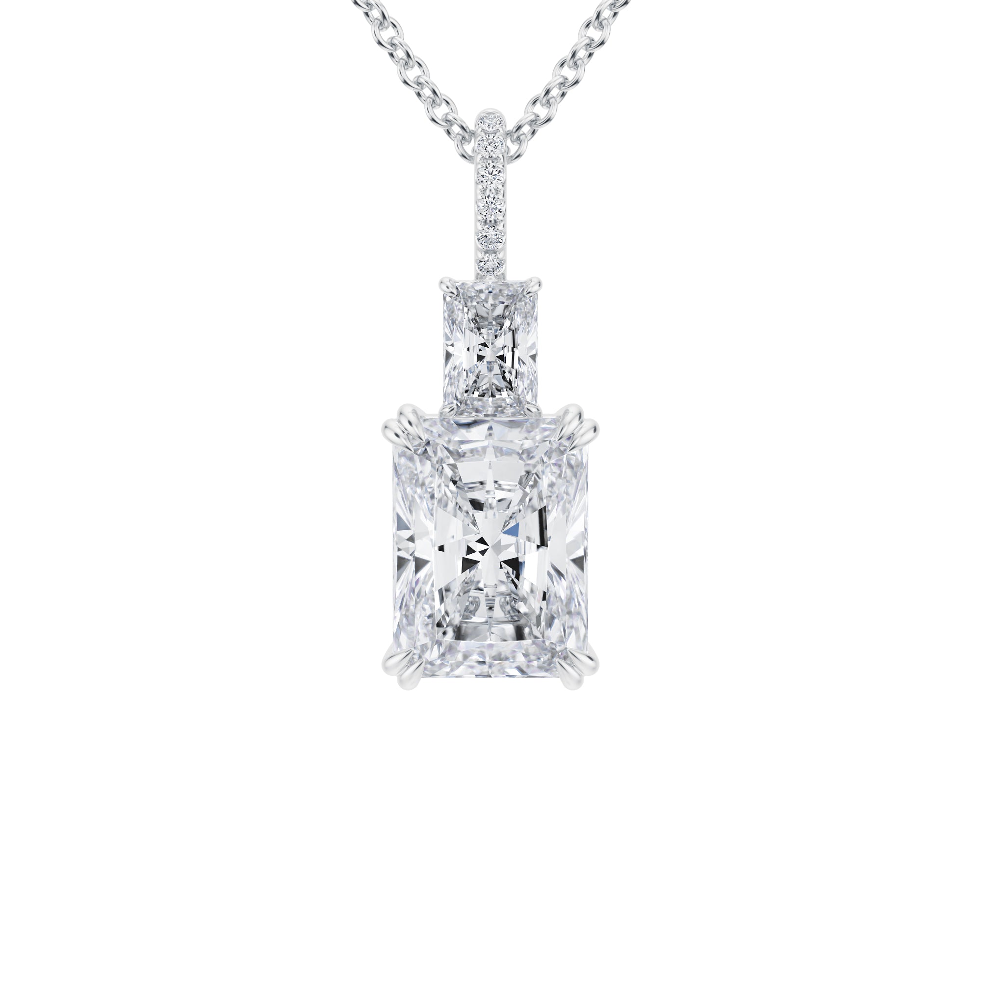 Radiant Two Stone Pendant Neckalce - Michael Gabriels