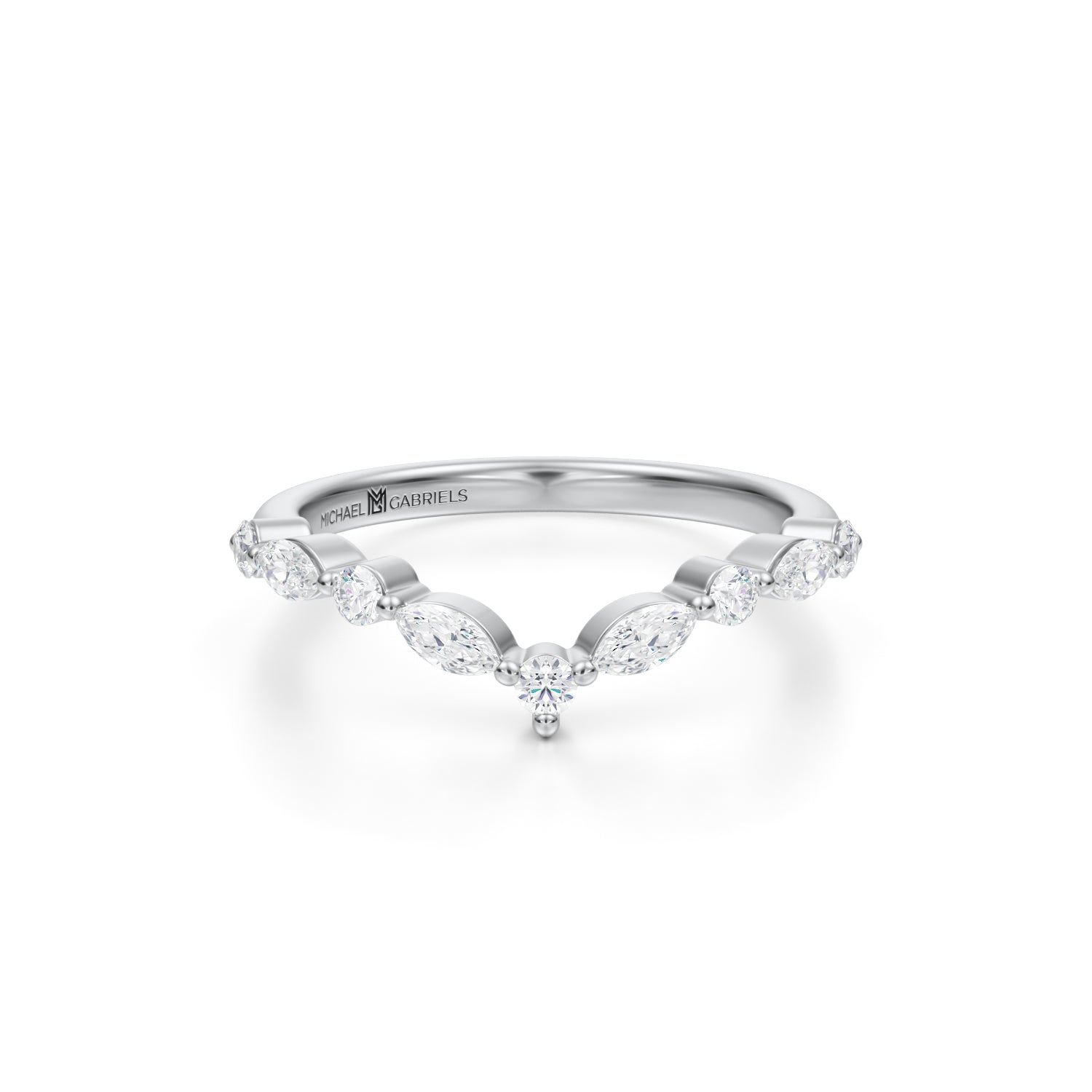 Round & Marquise Curved Diamond Ring - Michael Gabriels