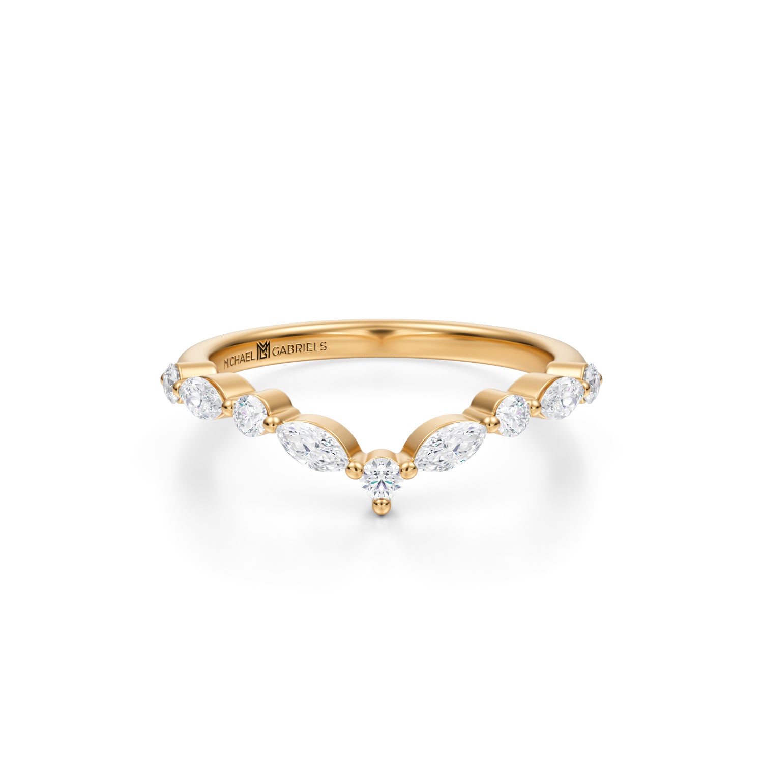 Round & Marquise Curved Diamond Ring - Michael Gabriels