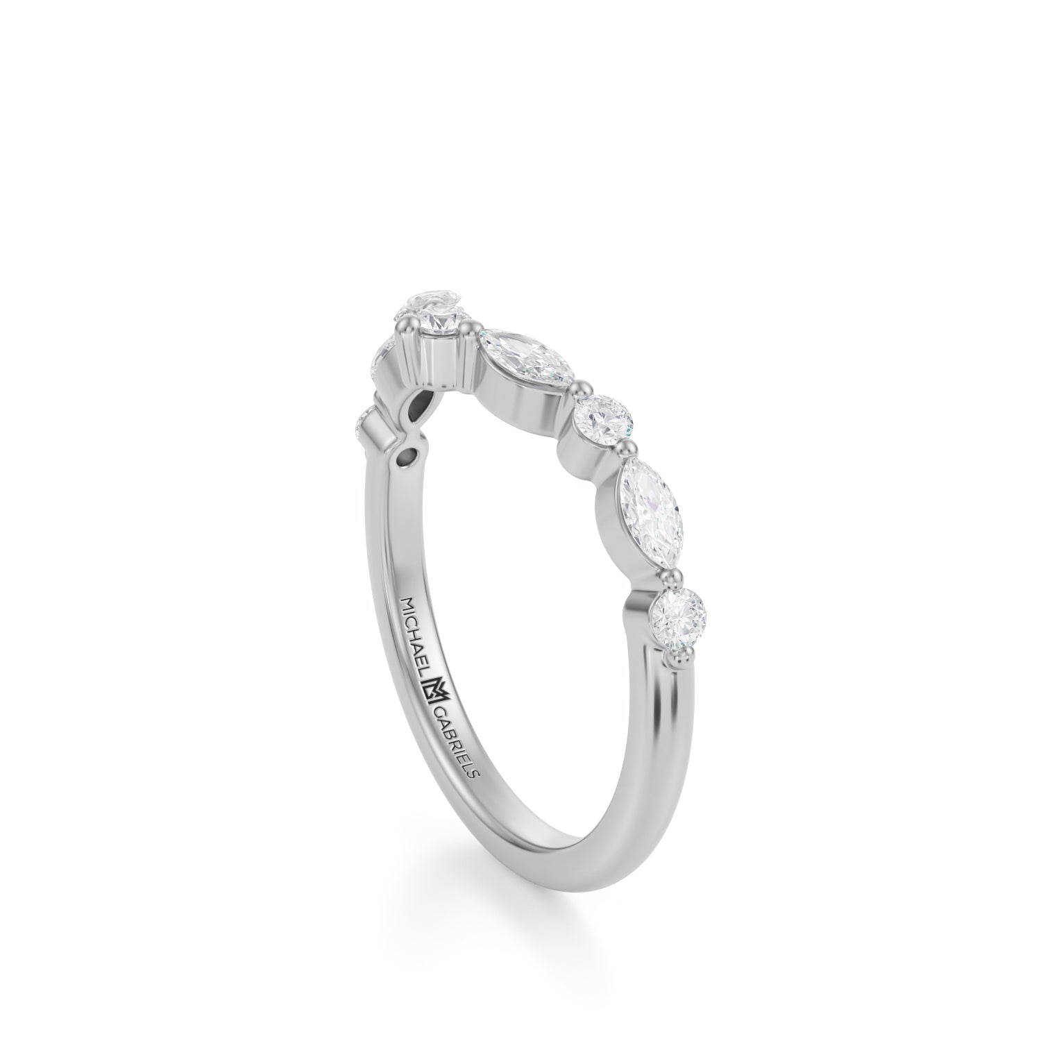 Round & Marquise Curved Diamond Ring - Michael Gabriels
