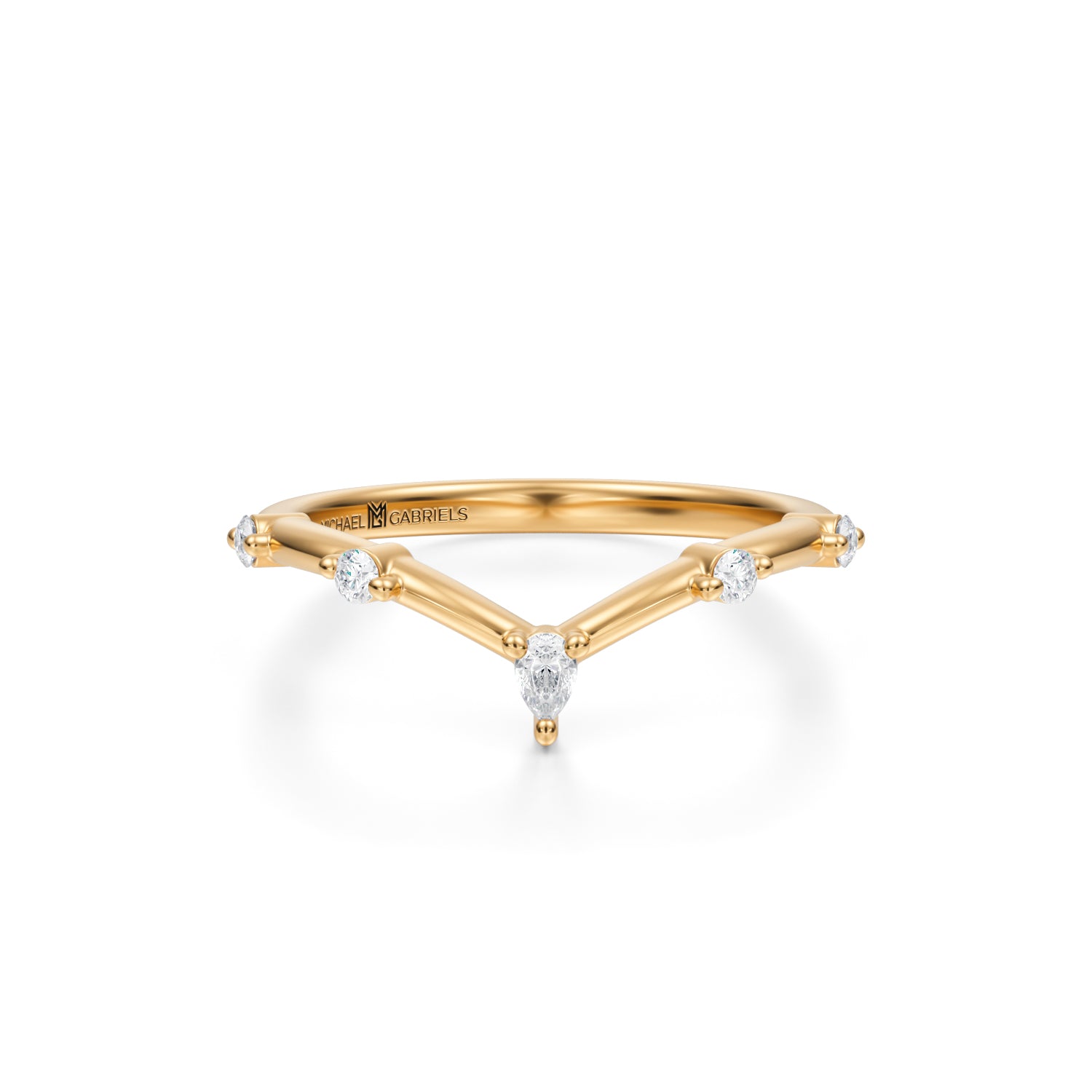 Round & Pear Curved Distance Wedding Band - Michael Gabriels